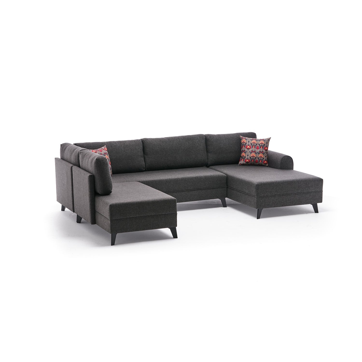 Sofá-cama de canto moderno, antracite, 300 cm | Estrutura de madeira de abeto, tecido 50% poliéster/linho | Fácil de limpar, espuma 28 DNS, perfeito para espaços industriais e escandinavos