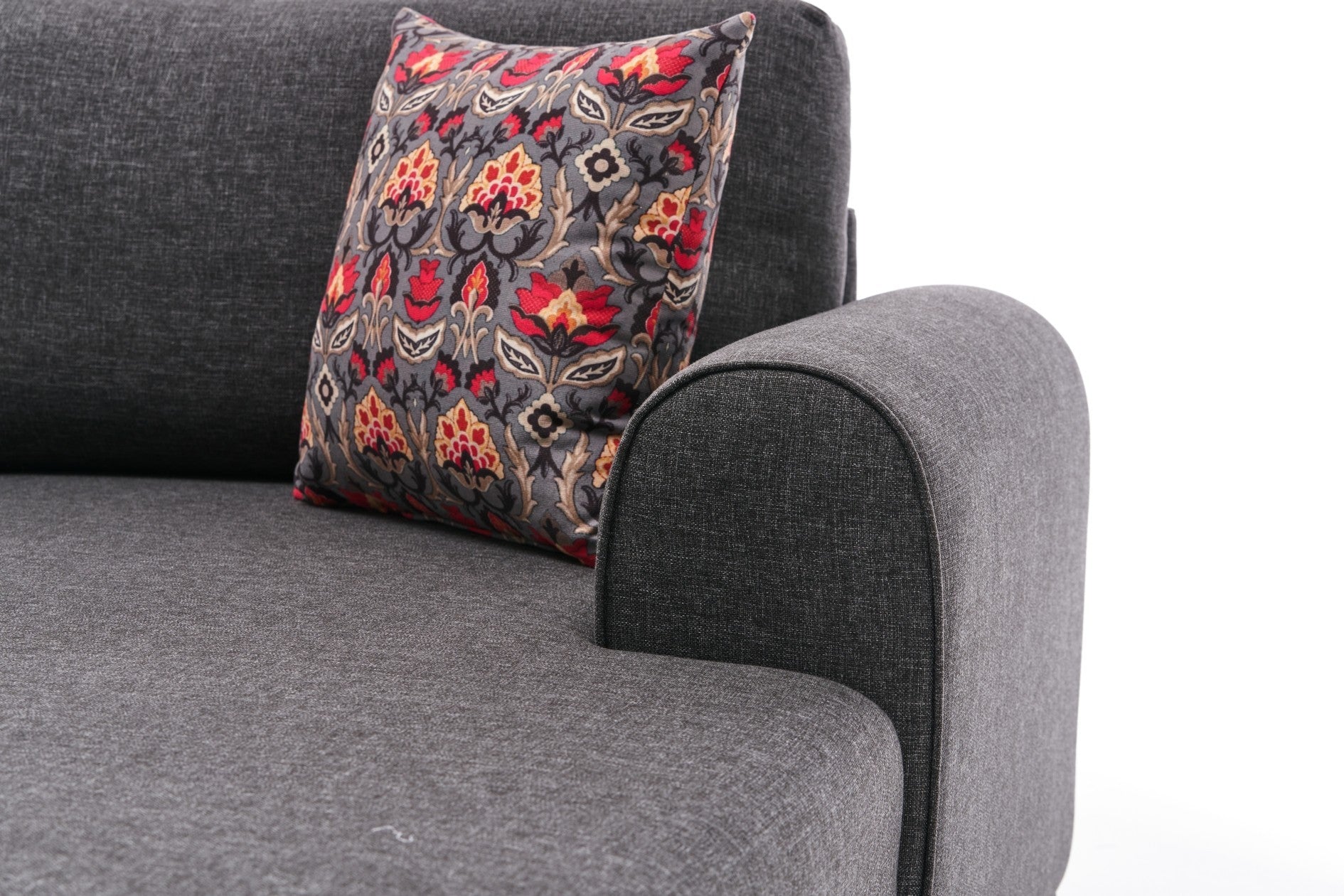 Sofá-cama de canto moderno, antracite, 300 cm | Estrutura de madeira de abeto, tecido 50% poliéster/linho | Fácil de limpar, espuma 28 DNS, perfeito para espaços industriais e escandinavos