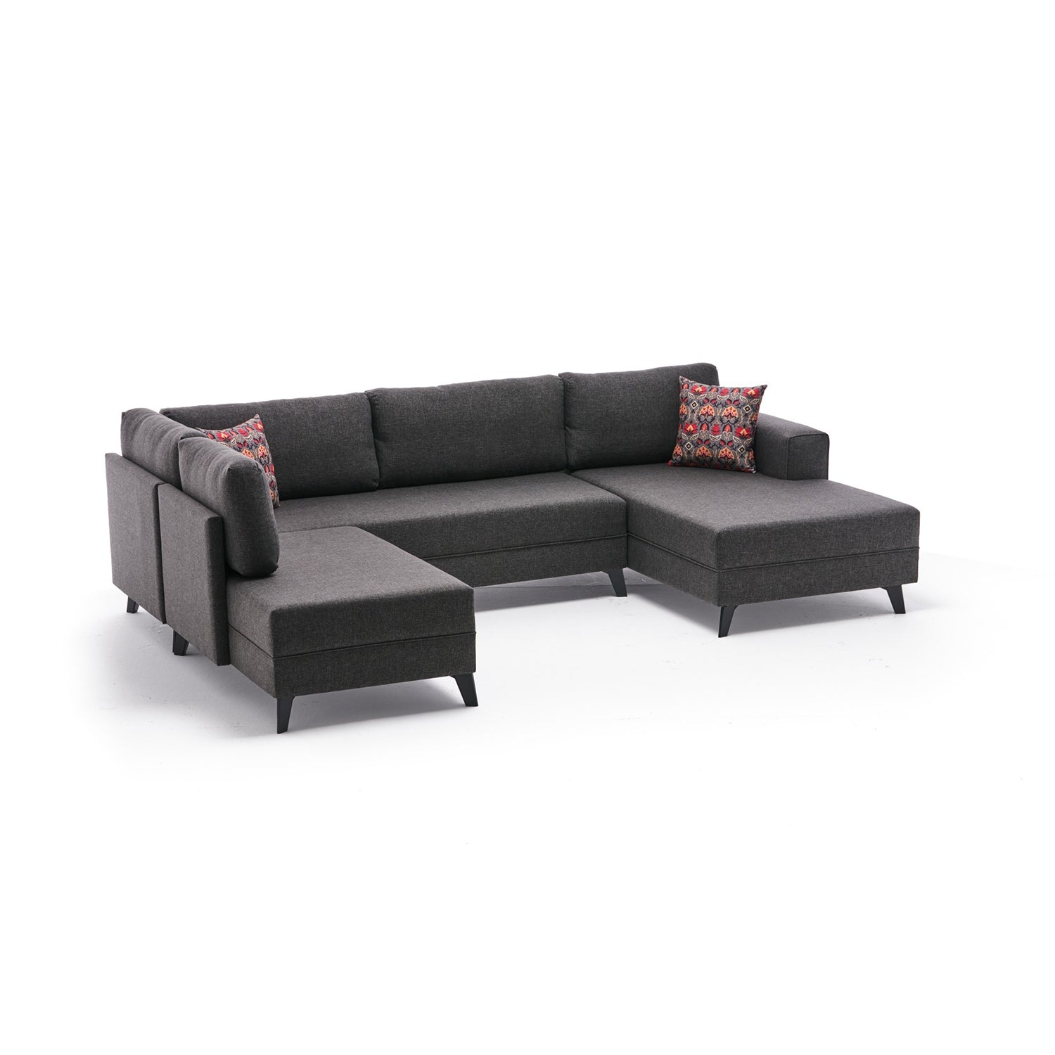 Sofá-cama de canto moderno, antracite, 300 cm | Estrutura de madeira de abeto, tecido 50% poliéster/linho | Fácil de limpar, espuma 28 DNS, perfeito para espaços industriais e escandinavos