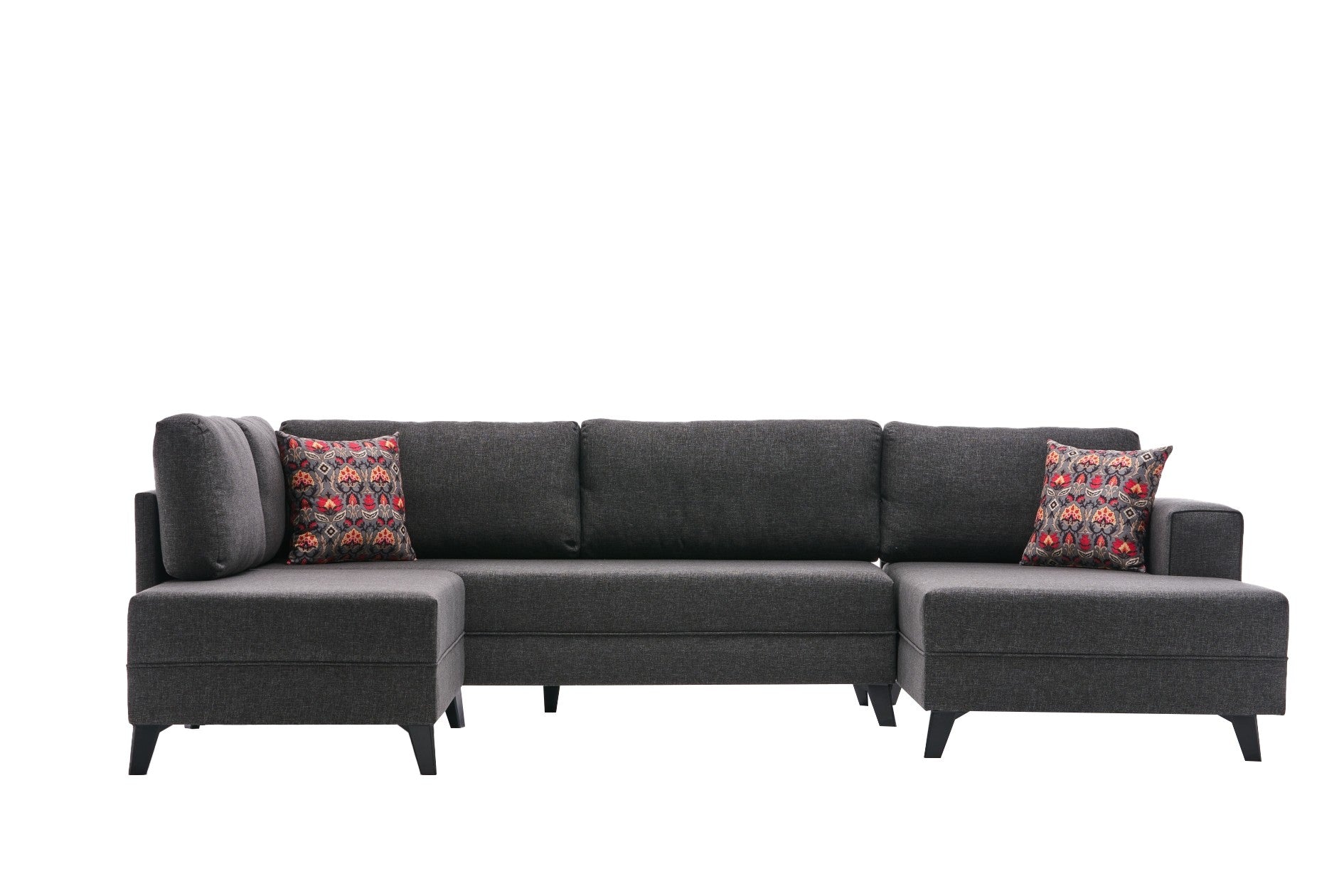 Sofá-cama de canto moderno, antracite, 300 cm | Estrutura de madeira de abeto, tecido 50% poliéster/linho | Fácil de limpar, espuma 28 DNS, perfeito para espaços industriais e escandinavos