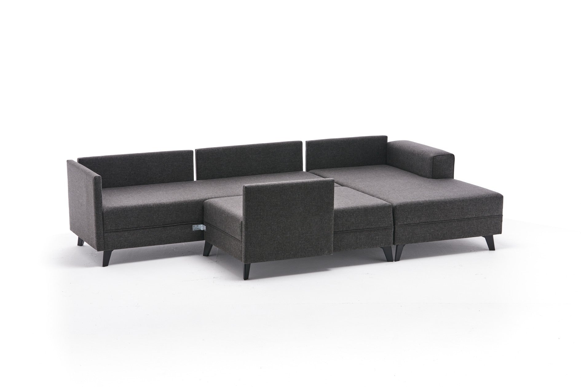 Sofá-cama de canto moderno, antracite, 300 cm | Estrutura de madeira de abeto, tecido 50% poliéster/linho | Fácil de limpar, espuma 28 DNS, perfeito para espaços industriais e escandinavos
