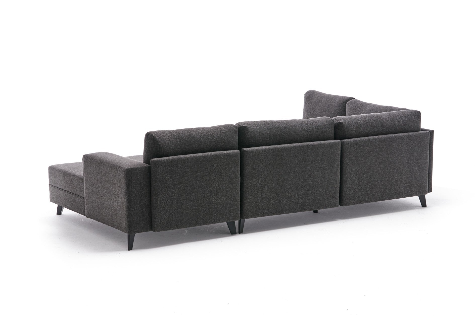 Sofá-cama de canto moderno, antracite, 300 cm | Estrutura de madeira de abeto, tecido 50% poliéster/linho | Fácil de limpar, espuma 28 DNS, perfeito para espaços industriais e escandinavos