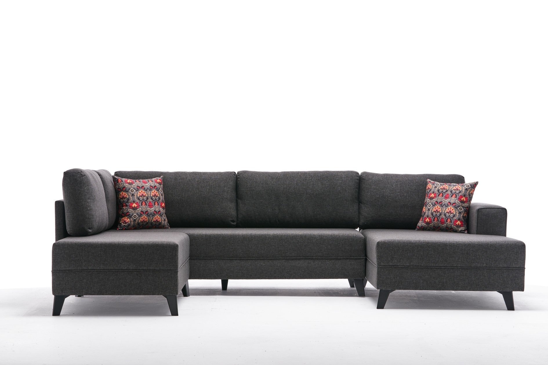 Sofá-cama de canto moderno, antracite, 300 cm | Estrutura de madeira de abeto, tecido 50% poliéster/linho | Fácil de limpar, espuma 28 DNS, perfeito para espaços industriais e escandinavos