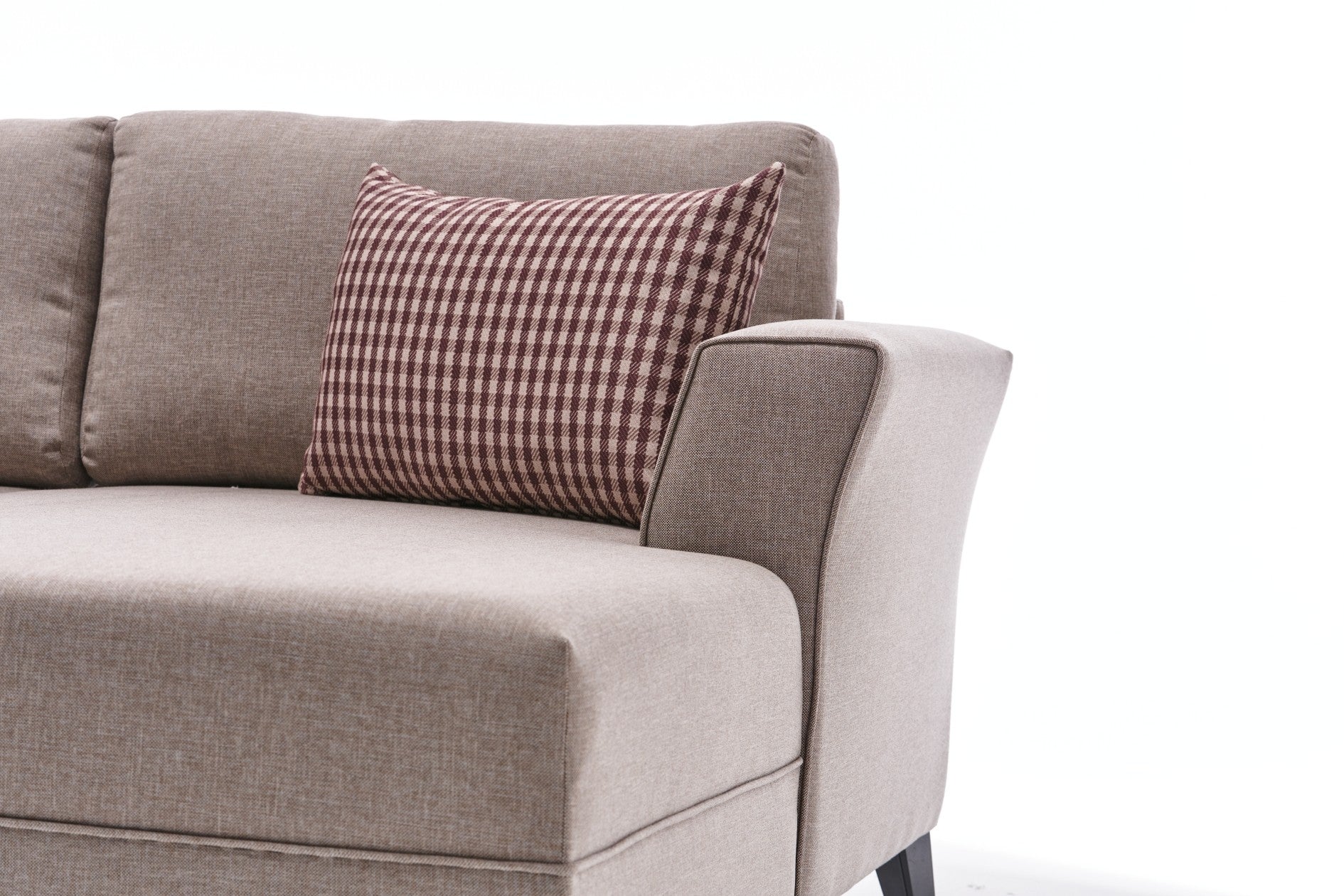 Sofá-cama de canto moderno, creme, 300 cm | Estrutura de madeira de abeto, 50% poliéster/linho, espuma 28 DNS, tecido fácil de limpar | Elegante e funcional para qualquer espaço
