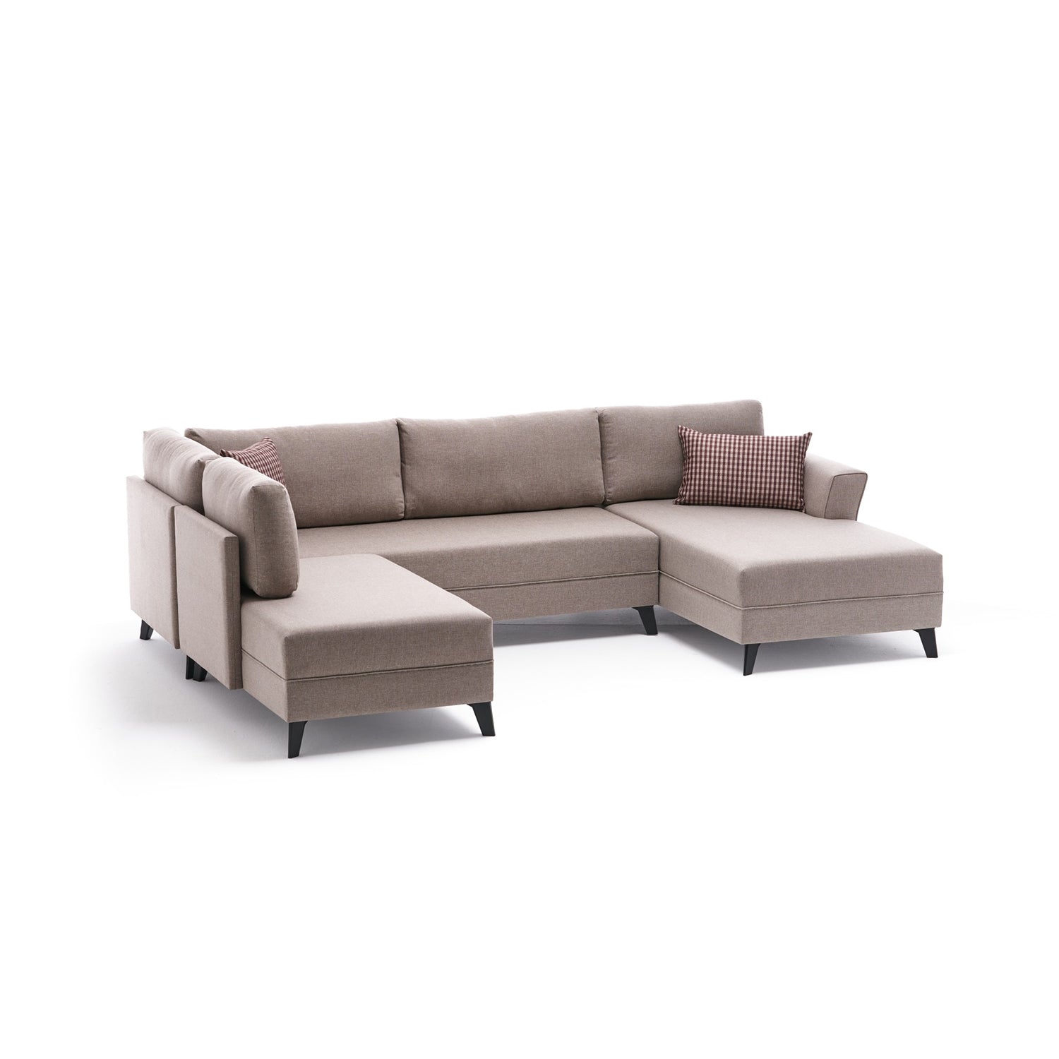 Sofá-cama de canto moderno, creme, 300 cm | Estrutura de madeira de abeto, 50% poliéster/linho, espuma 28 DNS, tecido fácil de limpar | Elegante e funcional para qualquer espaço
