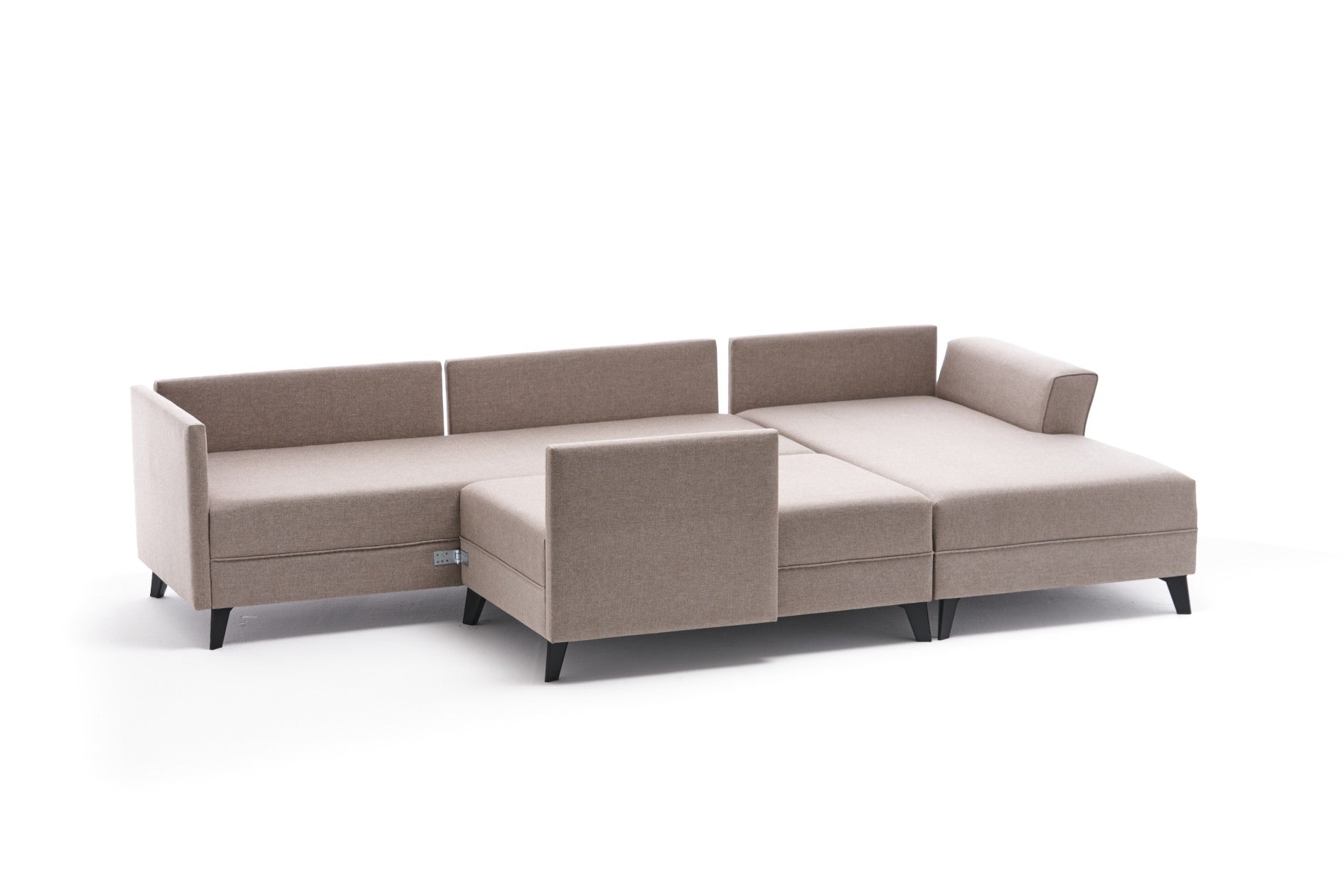 Sofá-cama de canto moderno, creme, 300 cm | Estrutura de madeira de abeto, 50% poliéster/linho, espuma 28 DNS, tecido fácil de limpar | Elegante e funcional para qualquer espaço