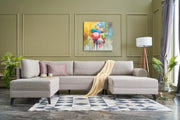 Sofá-cama de canto moderno, creme, 300 cm | Estrutura de madeira de abeto, 50% poliéster/linho, espuma 28 DNS, tecido fácil de limpar | Elegante e funcional para qualquer espaço