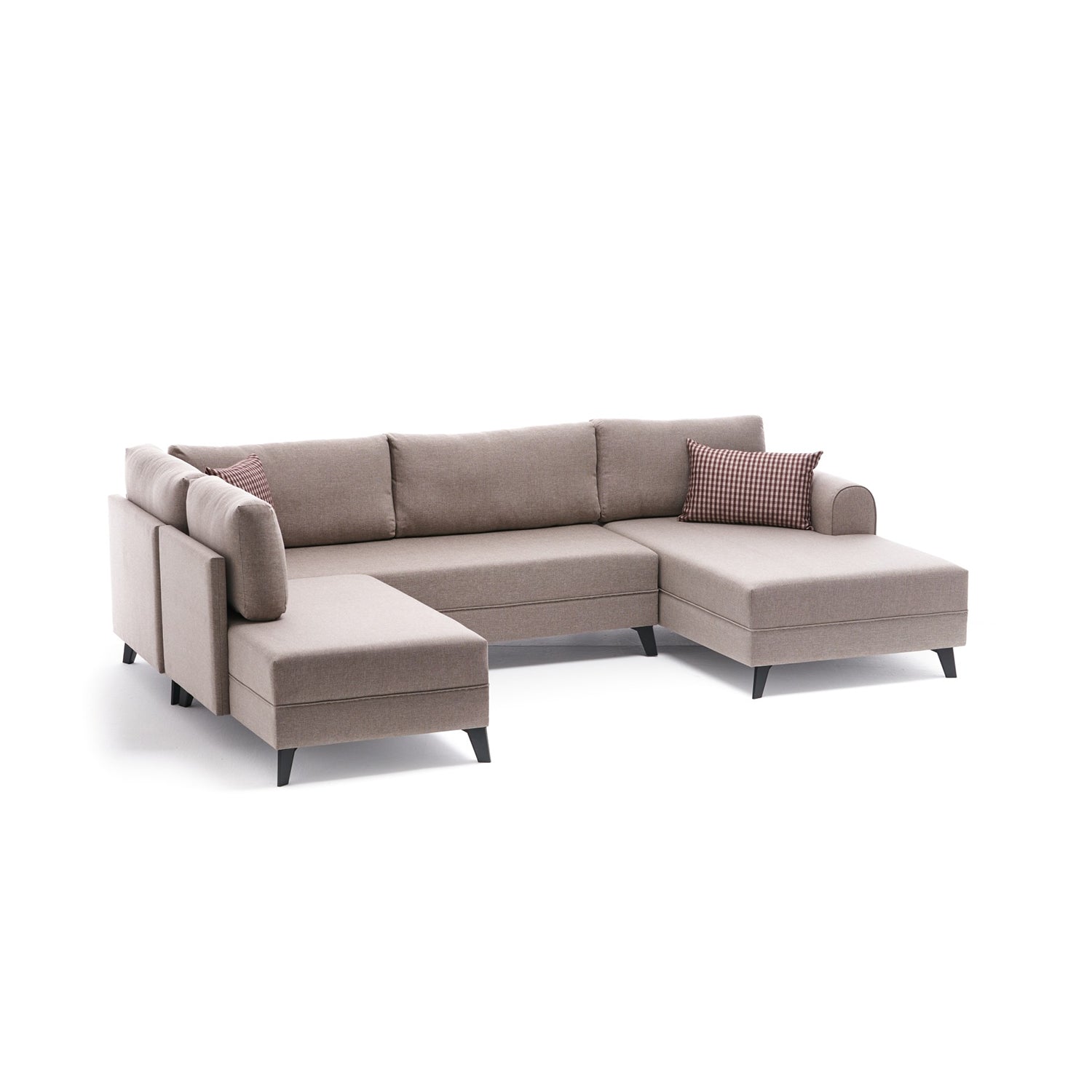 Sofá-cama de canto moderno, creme, 300 cm | Estrutura de madeira de abeto, 50% poliéster/linho, espuma 28 DNS, tecido fácil de limpar | Elegante e funcional para qualquer espaço