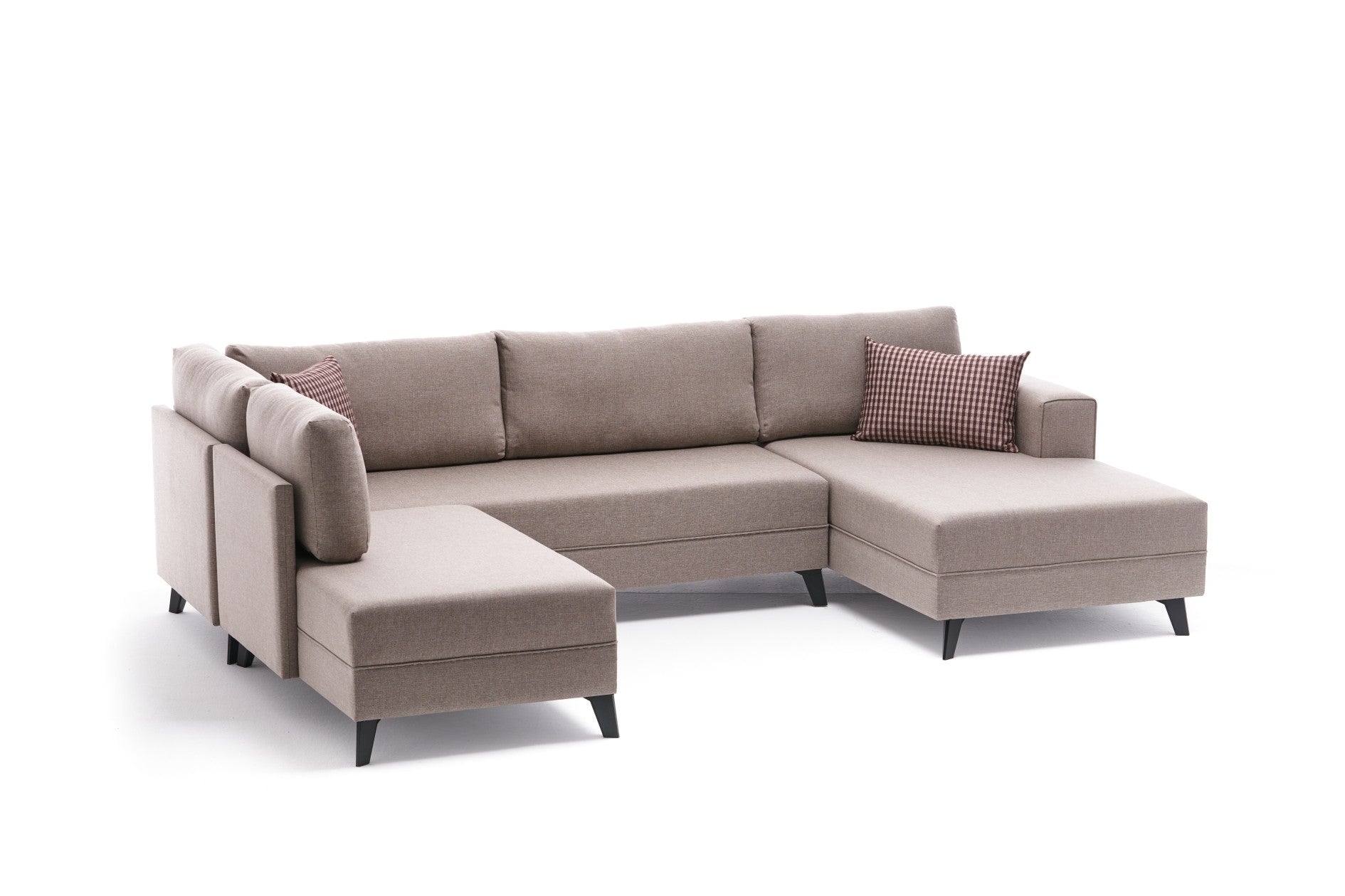 Sofá-cama de canto moderno, creme, 300 cm | Estrutura de madeira de abeto, 50% poliéster/linho, espuma 28 DNS, tecido fácil de limpar | Elegante e funcional para qualquer espaço