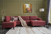 Sofá-cama de canto vermelho Claret, 300 cm | Estrutura de madeira FIR, tecido 50% poliéster/linho, fácil de limpar | Espuma 28 DNS, design industrial moderno, perfeito para espaços de convivência