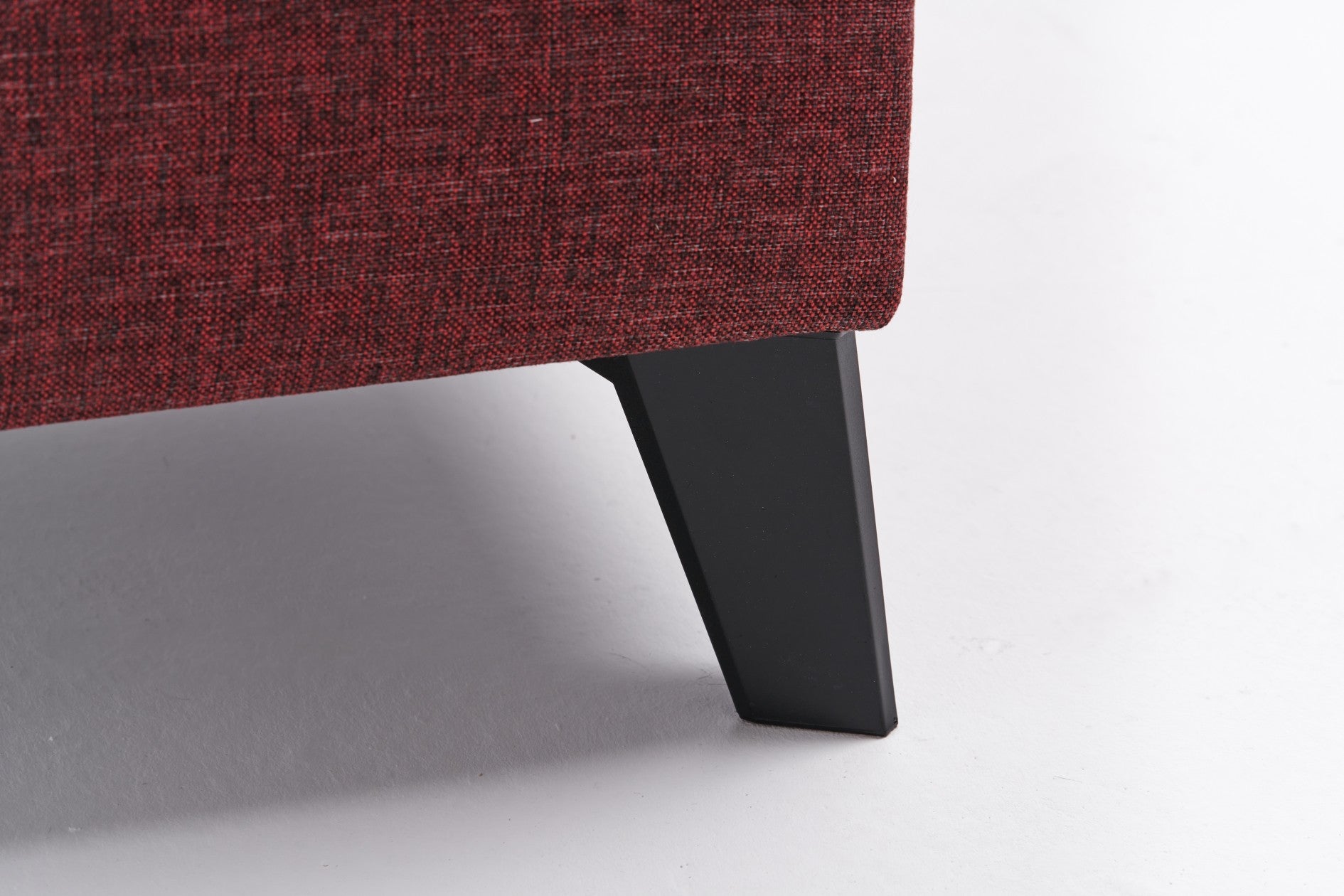 Sofá-cama de canto vermelho Claret, 300 cm | Estrutura de madeira FIR, tecido 50% poliéster/linho, fácil de limpar | Espuma 28 DNS, design industrial moderno, perfeito para espaços de convivência