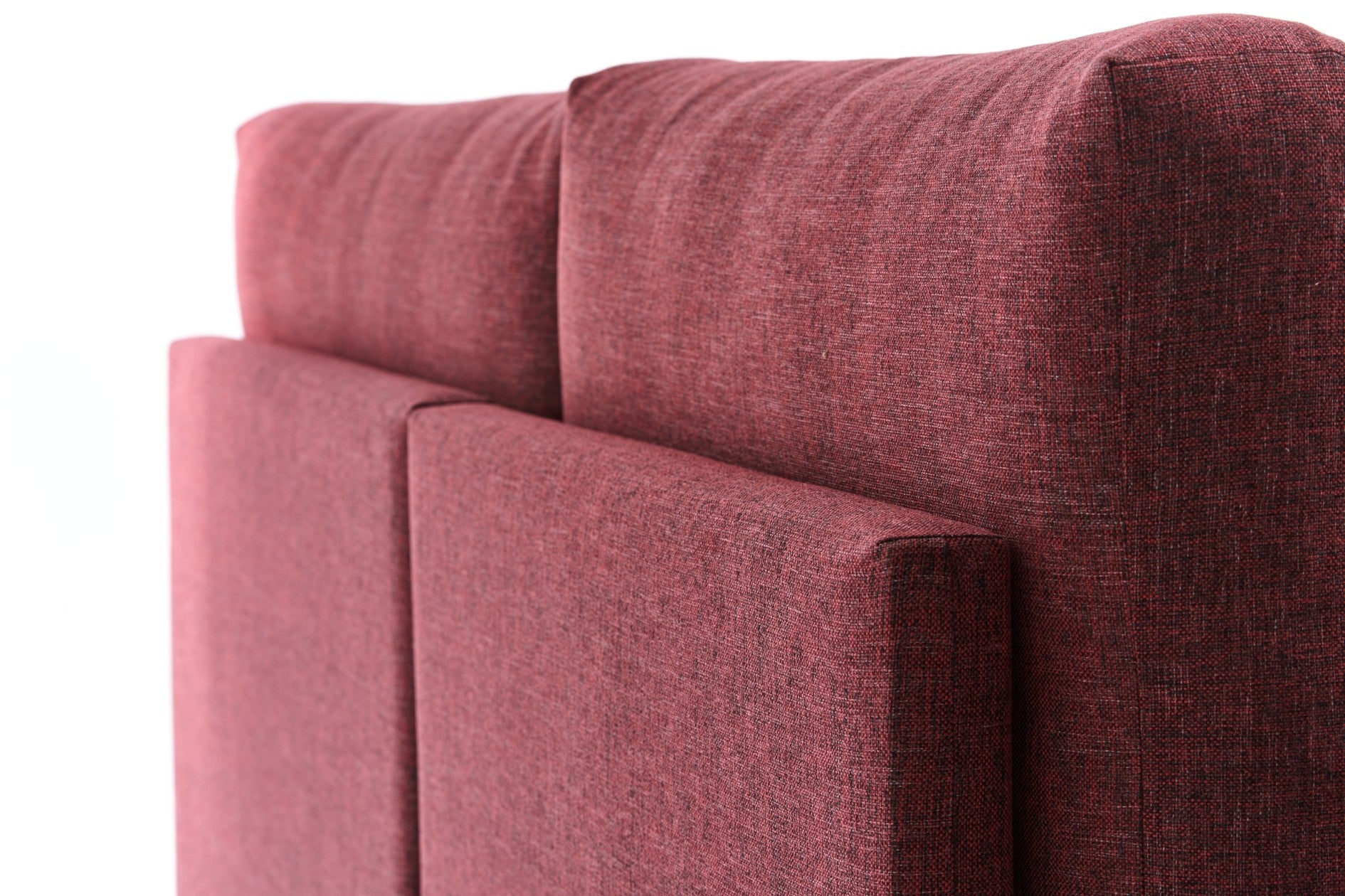 Sofá-cama de canto vermelho Claret, 300 cm | Estrutura de madeira FIR, tecido 50% poliéster/linho, fácil de limpar | Espuma 28 DNS, design industrial moderno, perfeito para espaços de convivência