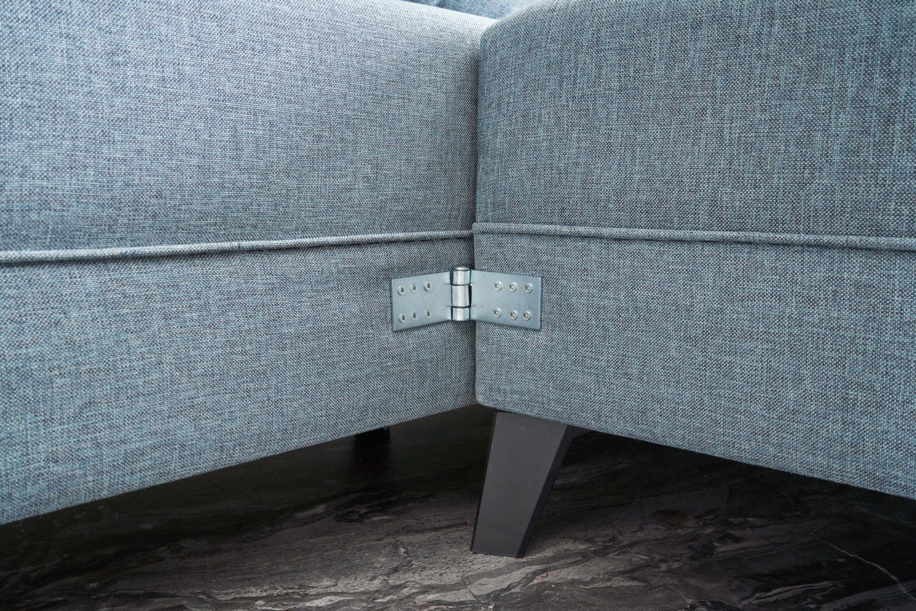 Sofá-cama de canto moderno, tecido azul, 300 cm | Estrutura de madeira de abeto, espuma 28 DNS, fácil de limpar | Perfeito para espaços industriais e escandinavos