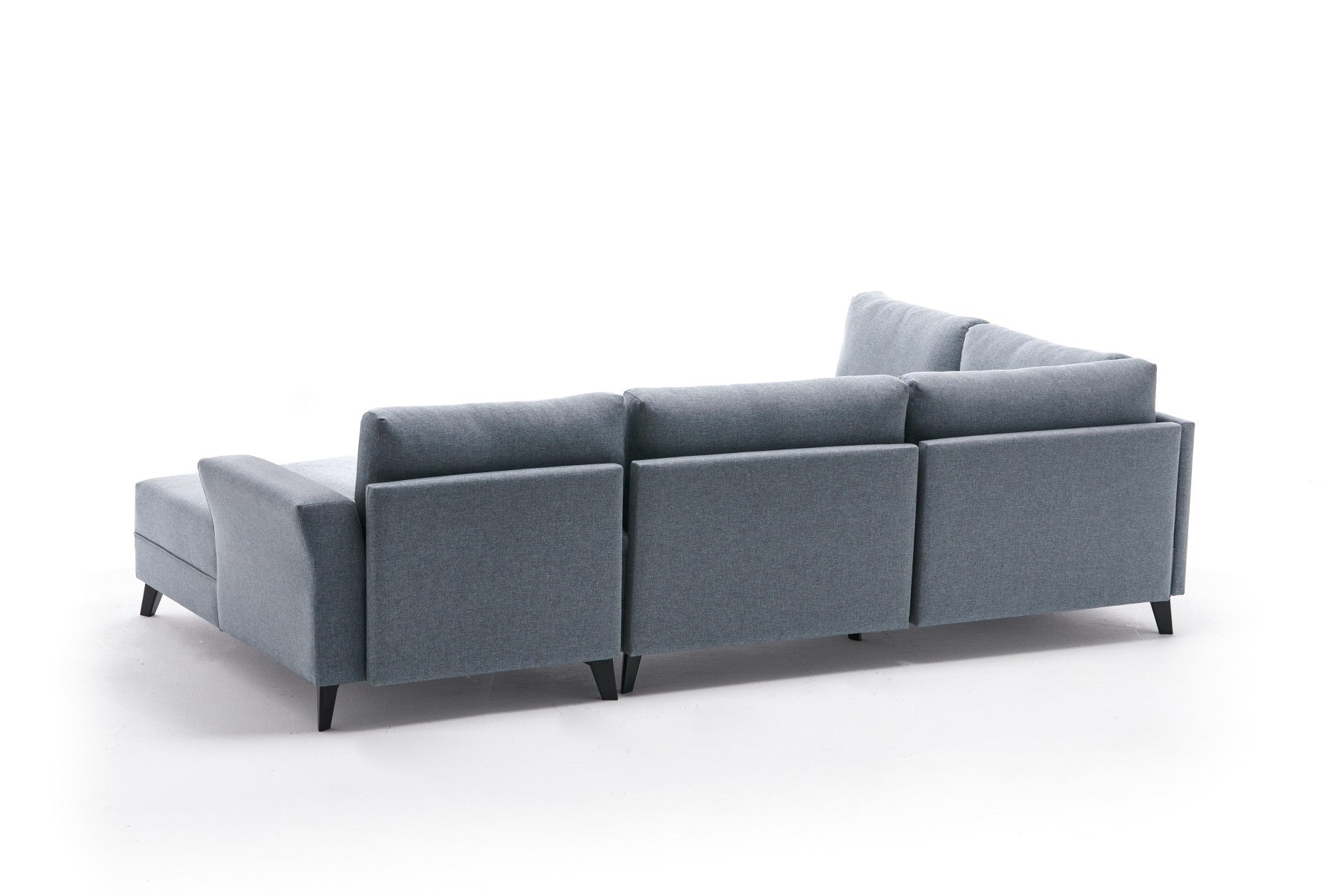 Sofá-cama de canto moderno, tecido azul, 300 cm | Estrutura de madeira de abeto, espuma 28 DNS, fácil de limpar | Perfeito para espaços industriais e escandinavos