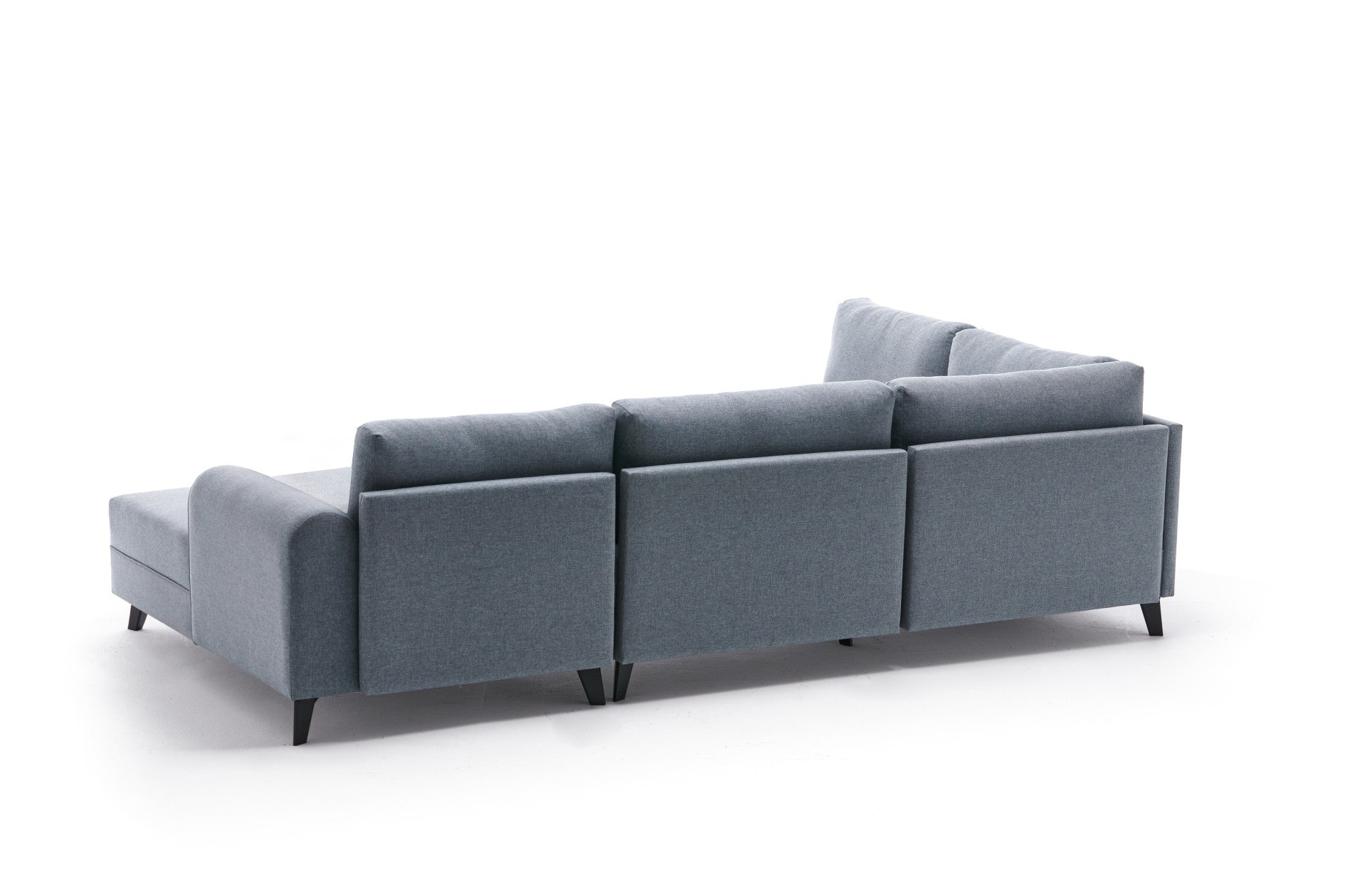Sofá-cama de canto moderno, tecido azul, 300 cm | Estrutura de madeira de abeto, espuma 28 DNS, fácil de limpar | Perfeito para espaços industriais e escandinavos