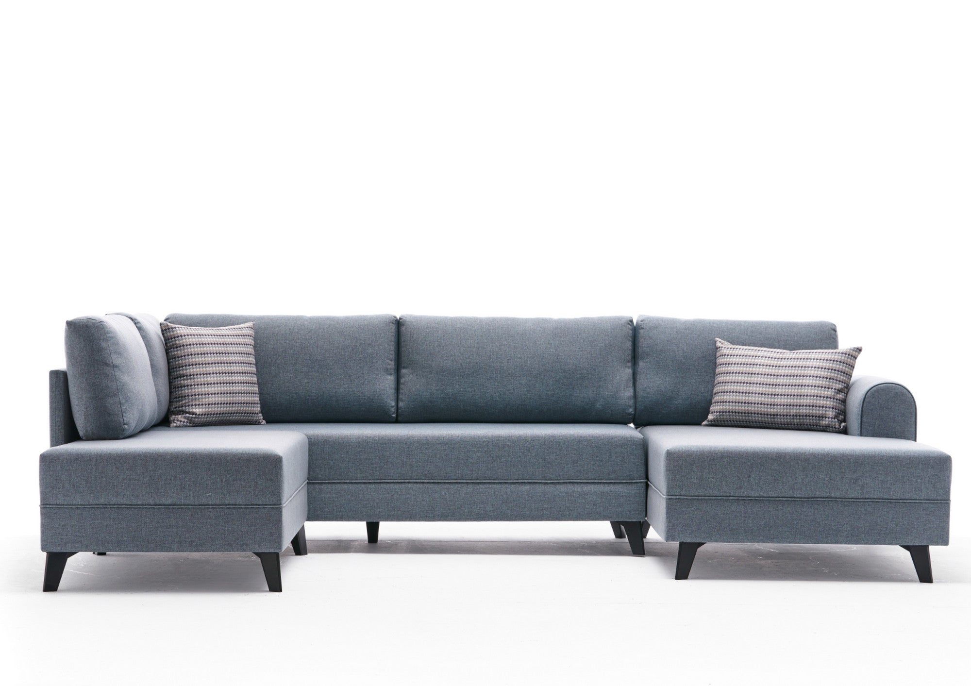 Sofá-cama de canto moderno, tecido azul, 300 cm | Estrutura de madeira de abeto, espuma 28 DNS, fácil de limpar | Perfeito para espaços industriais e escandinavos