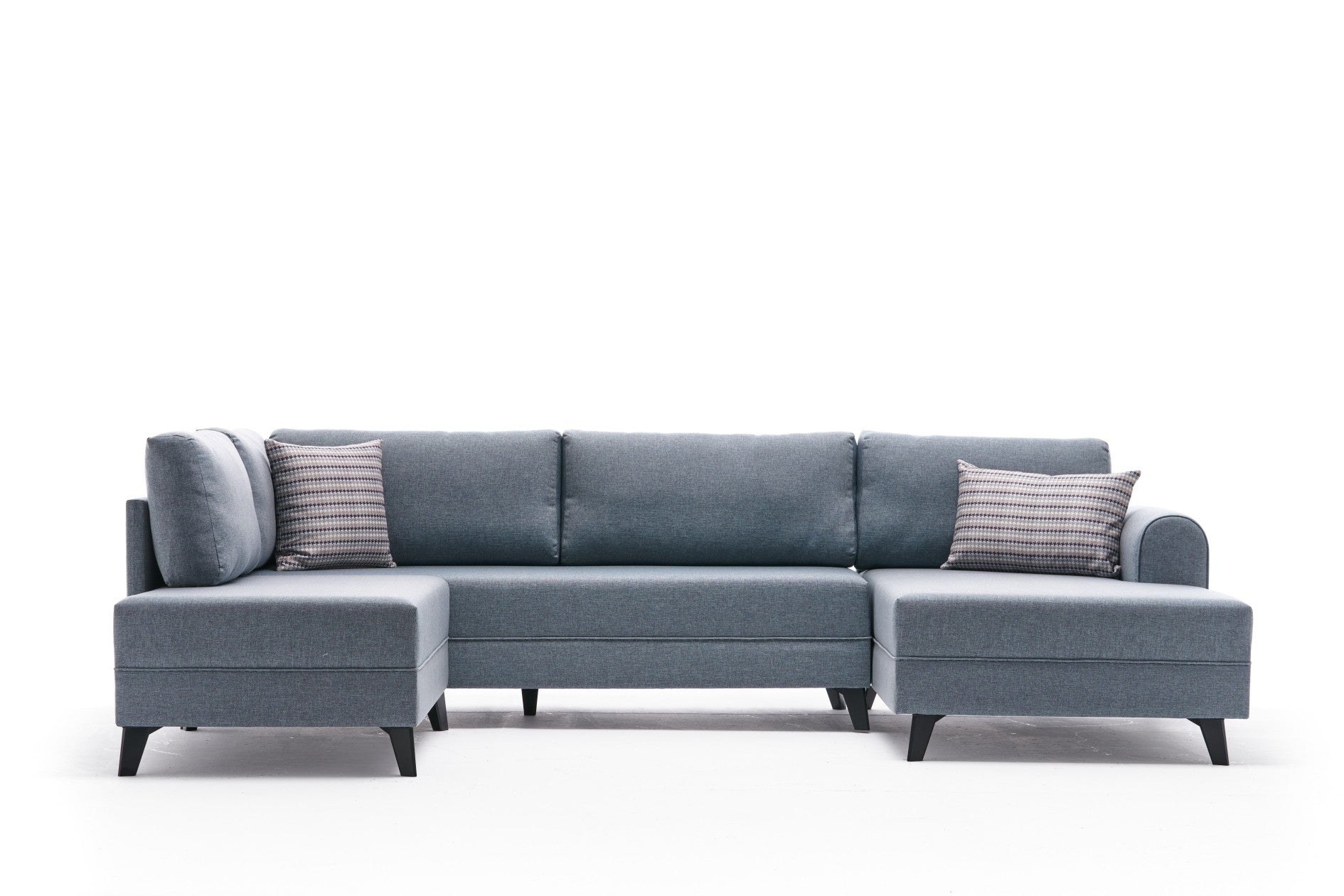 Sofá-cama de canto moderno, tecido azul, 300 cm | Estrutura de madeira de abeto, espuma 28 DNS, fácil de limpar | Perfeito para espaços industriais e escandinavos
