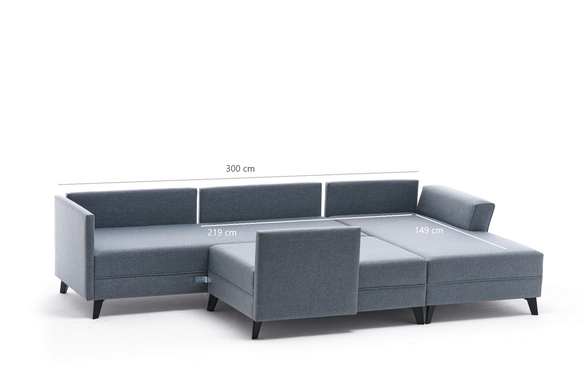 Sofá-cama de canto moderno, marrom, 300 cm | Estrutura de madeira de abeto, tecido 50% poliéster/linho | Fácil de limpar, espuma 28 DNS, perfeito para espaços industriais e escandinavos