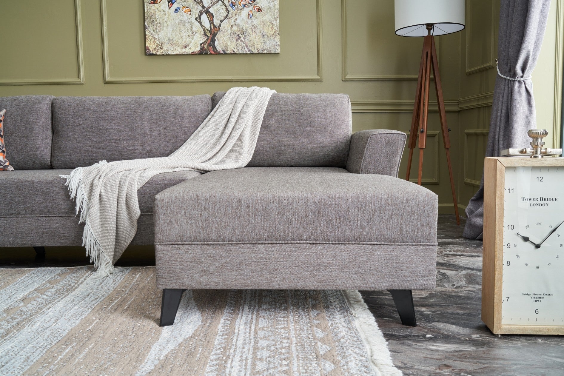 Sofá-cama de canto moderno, marrom, 300 cm | Estrutura de madeira de abeto, tecido 50% poliéster/linho | Fácil de limpar, espuma 28 DNS, perfeito para espaços industriais e escandinavos