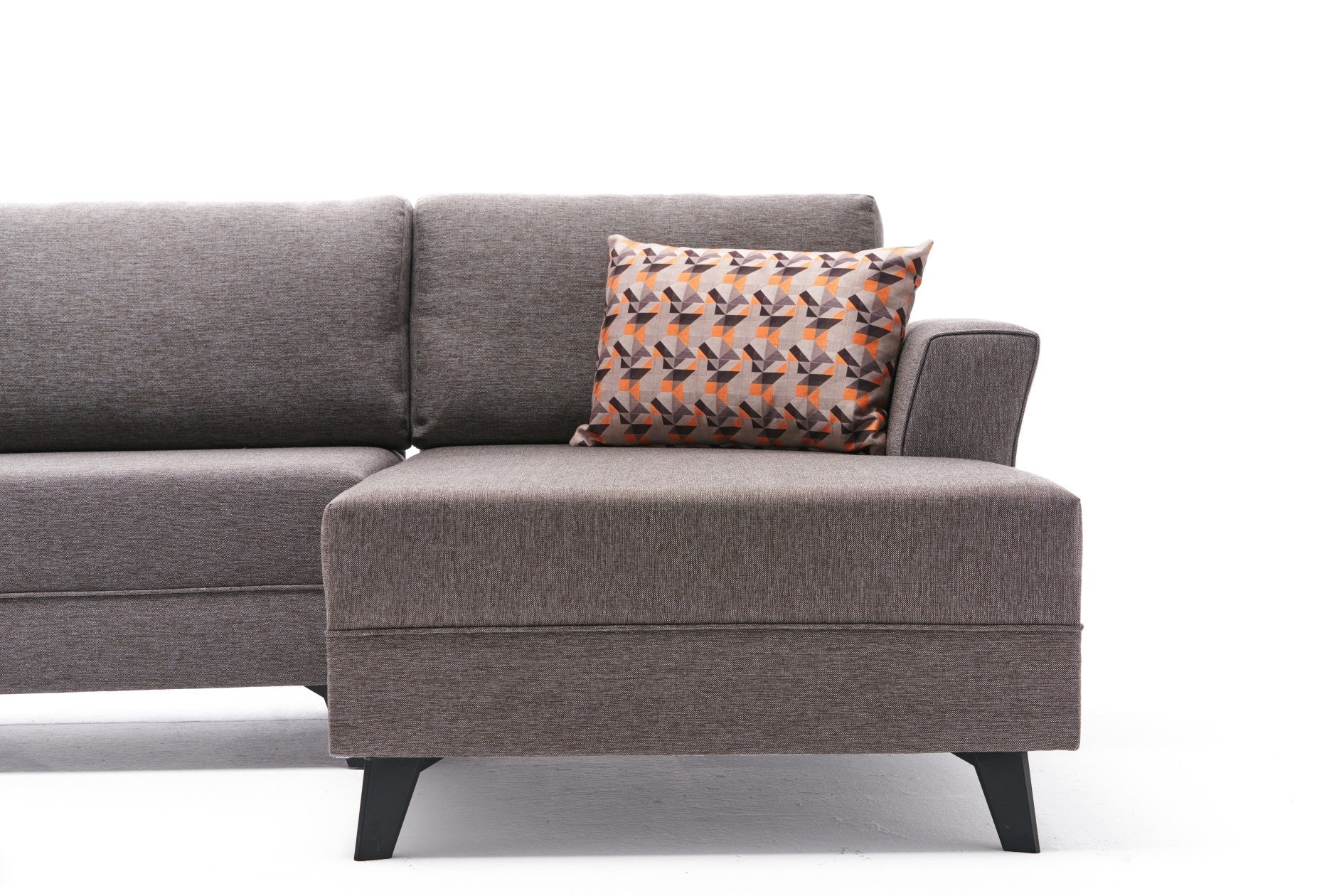 Sofá-cama de canto moderno, marrom, 300 cm | Estrutura de madeira de abeto, tecido 50% poliéster/linho | Fácil de limpar, espuma 28 DNS, perfeito para espaços industriais e escandinavos