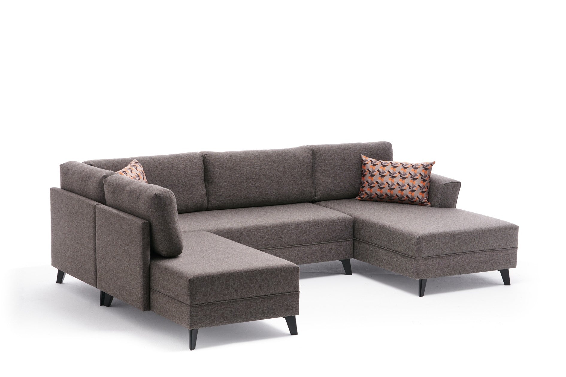 Sofá-cama de canto moderno, marrom, 300 cm | Estrutura de madeira de abeto, tecido 50% poliéster/linho | Fácil de limpar, espuma 28 DNS, perfeito para espaços industriais e escandinavos
