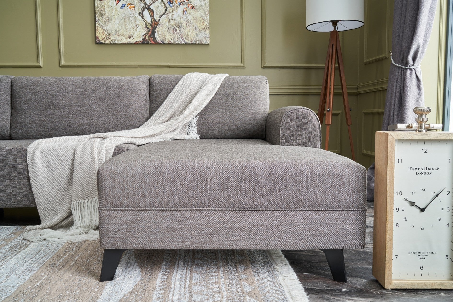 Sofá-cama de canto moderno, marrom, 300 cm | Estrutura de madeira de abeto, tecido 50% poliéster/linho | Fácil de limpar, espuma 28 DNS, perfeito para espaços industriais e escandinavos