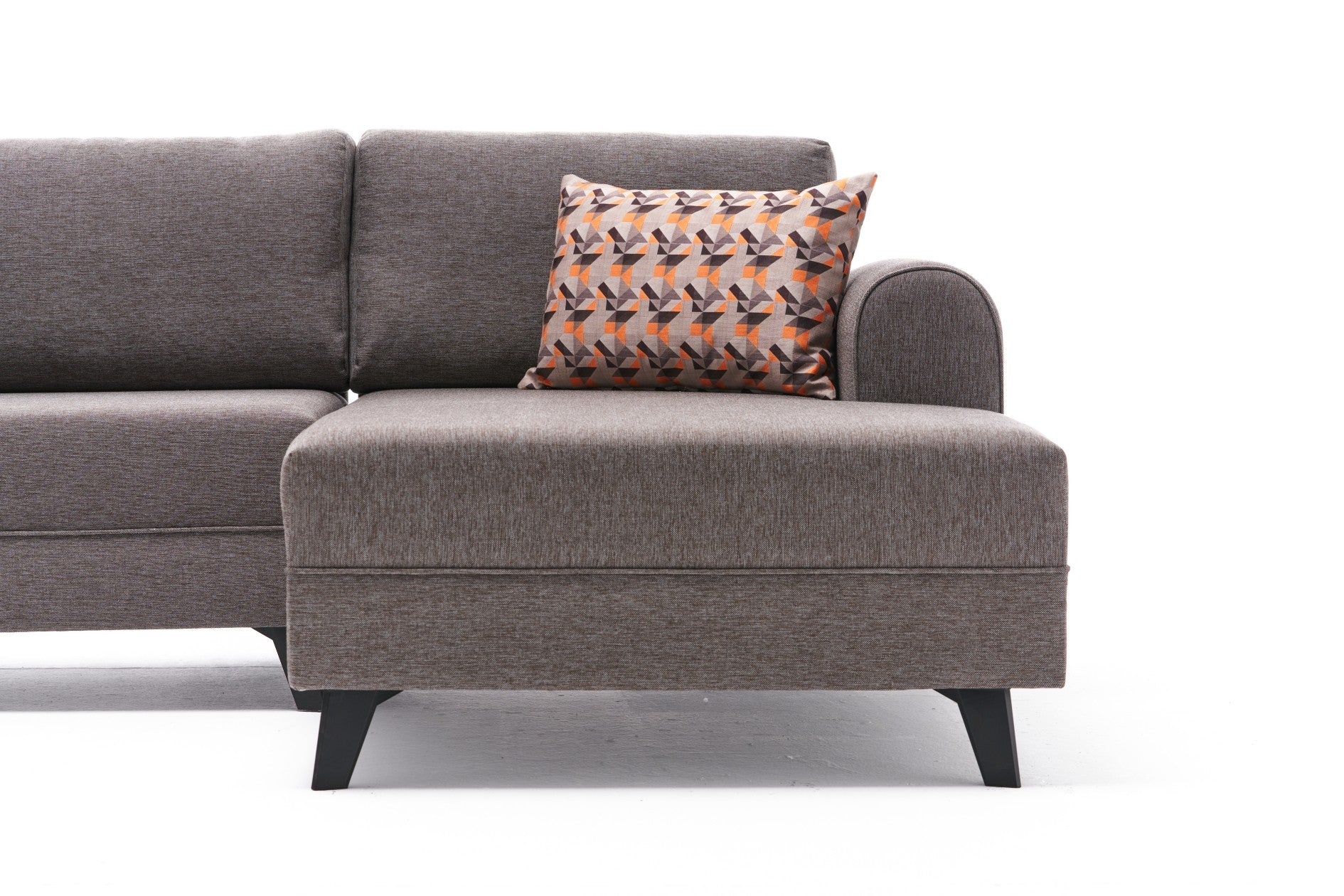 Sofá-cama de canto moderno, marrom, 300 cm | Estrutura de madeira de abeto, tecido 50% poliéster/linho | Fácil de limpar, espuma 28 DNS, perfeito para espaços industriais e escandinavos