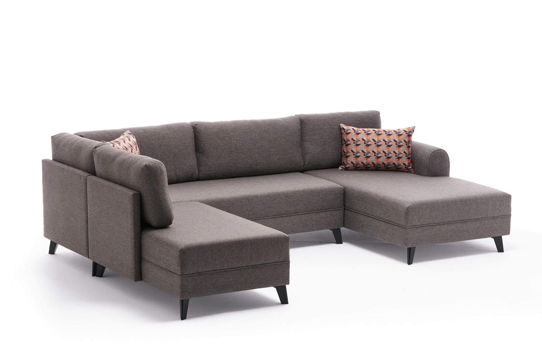 Sofá-cama de canto moderno, marrom, 300 cm | Estrutura de madeira de abeto, tecido 50% poliéster/linho | Fácil de limpar, espuma 28 DNS, perfeito para espaços industriais e escandinavos
