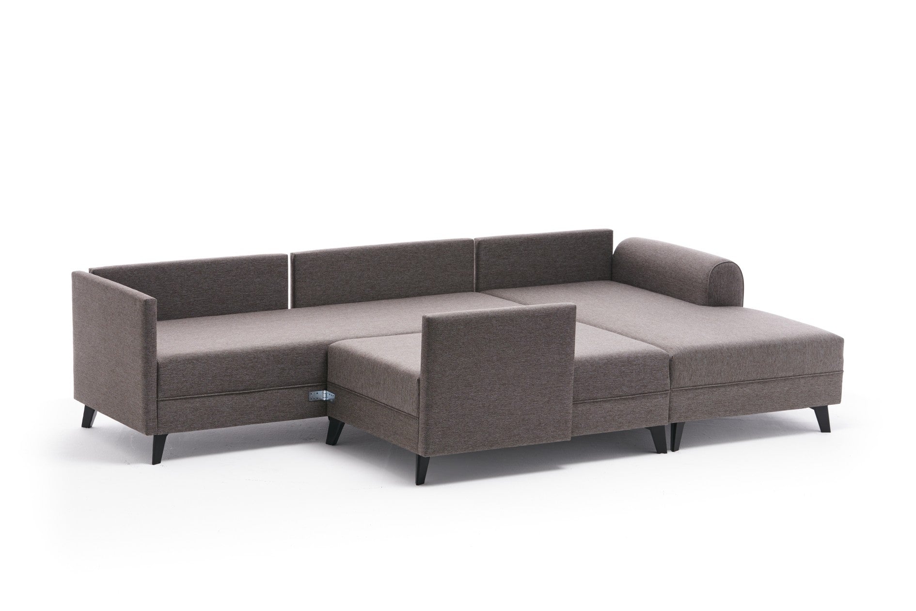 Sofá-cama de canto moderno, marrom, 300 cm | Estrutura de madeira de abeto, tecido 50% poliéster/linho | Fácil de limpar, espuma 28 DNS, perfeito para espaços industriais e escandinavos