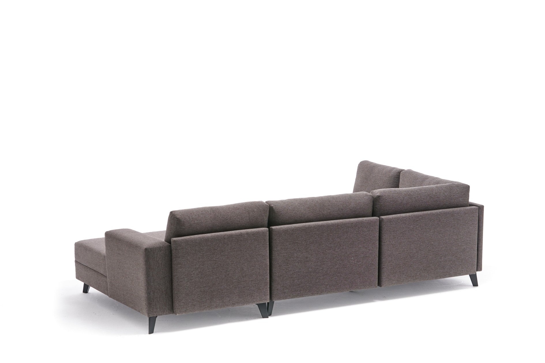 Sofá-cama de canto moderno, marrom, 300 cm | Estrutura de madeira de abeto, tecido 50% poliéster/linho | Fácil de limpar, espuma 28 DNS, perfeito para espaços industriais e escandinavos