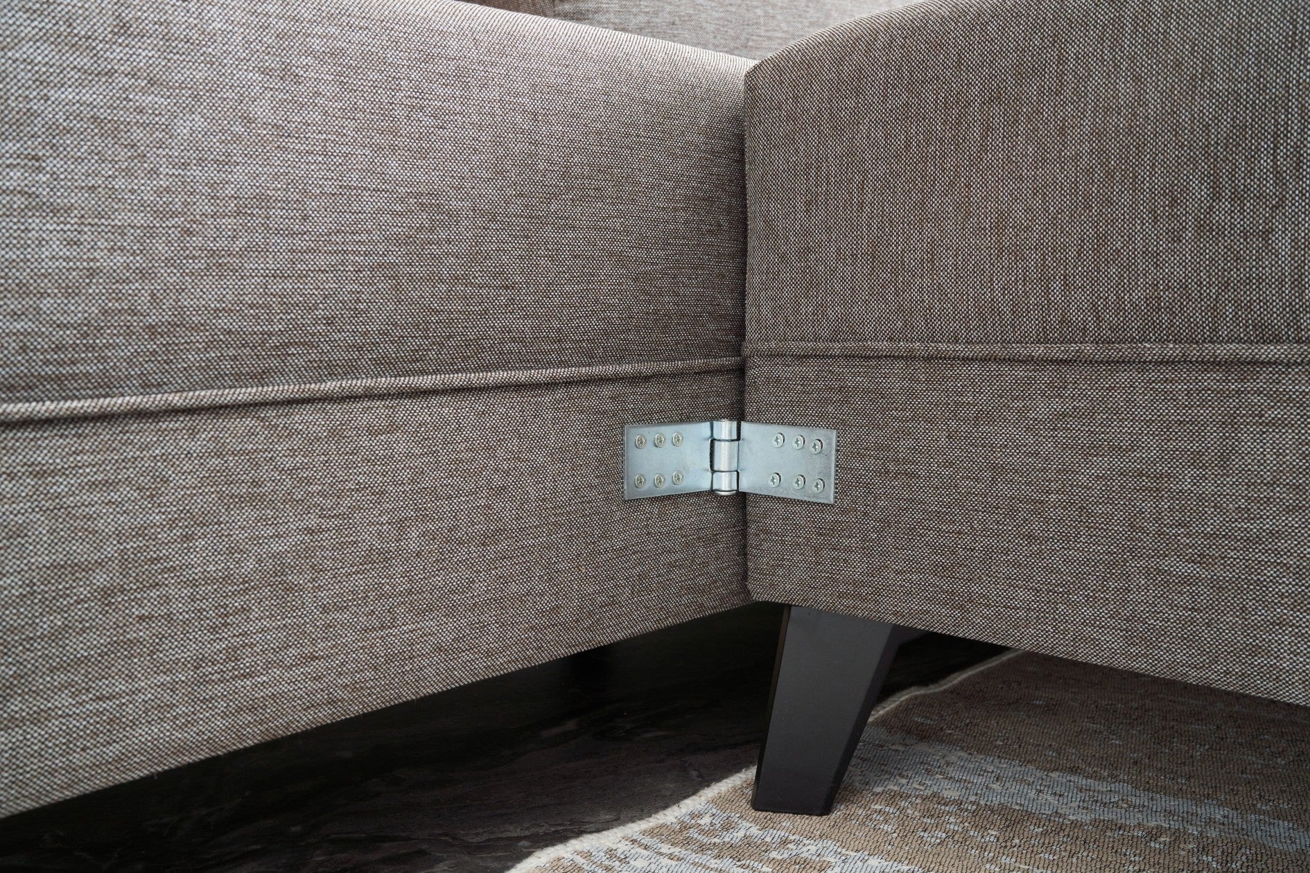 Sofá-cama de canto moderno, marrom, 300 cm | Estrutura de madeira de abeto, tecido 50% poliéster/linho | Fácil de limpar, espuma 28 DNS, perfeito para espaços industriais e escandinavos