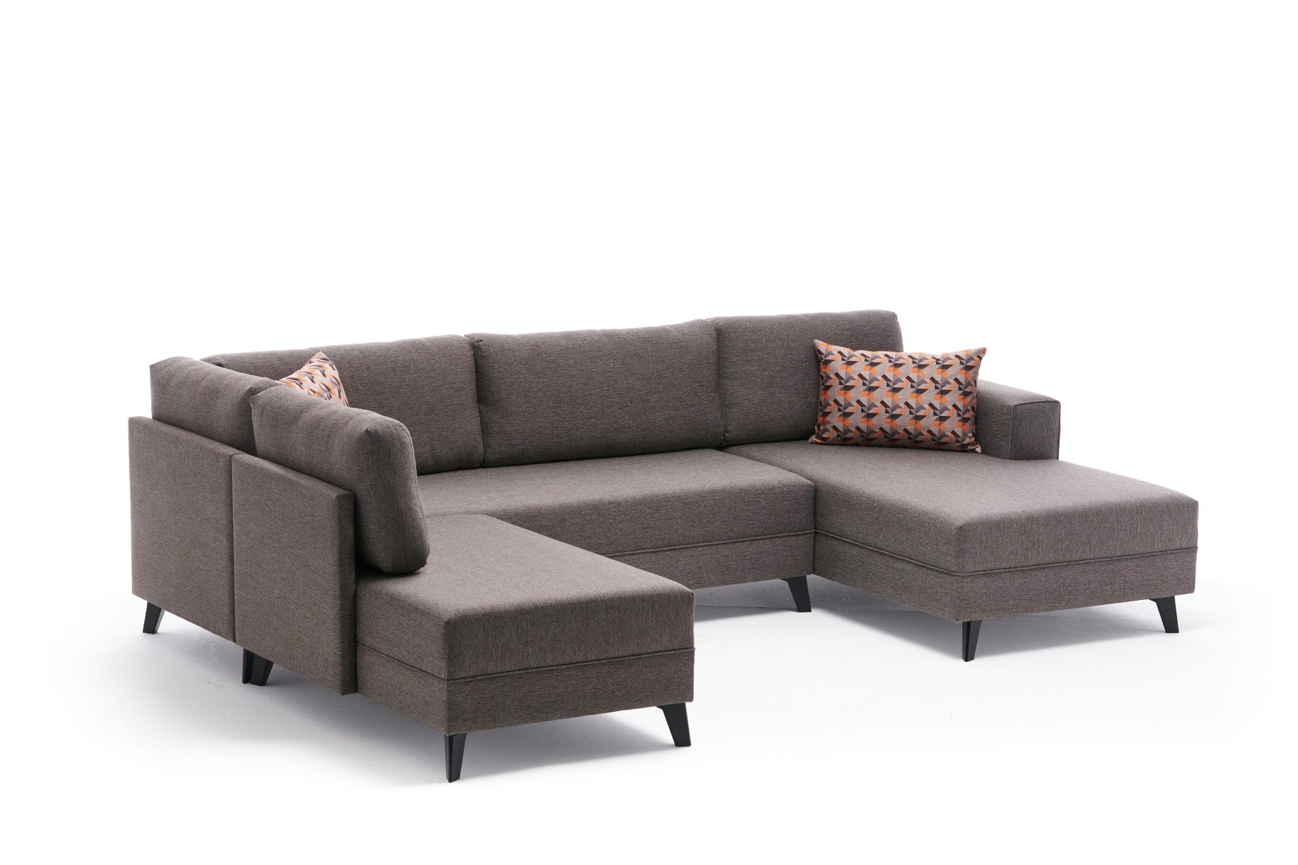 Sofá-cama de canto moderno, marrom, 300 cm | Estrutura de madeira de abeto, tecido 50% poliéster/linho | Fácil de limpar, espuma 28 DNS, perfeito para espaços industriais e escandinavos