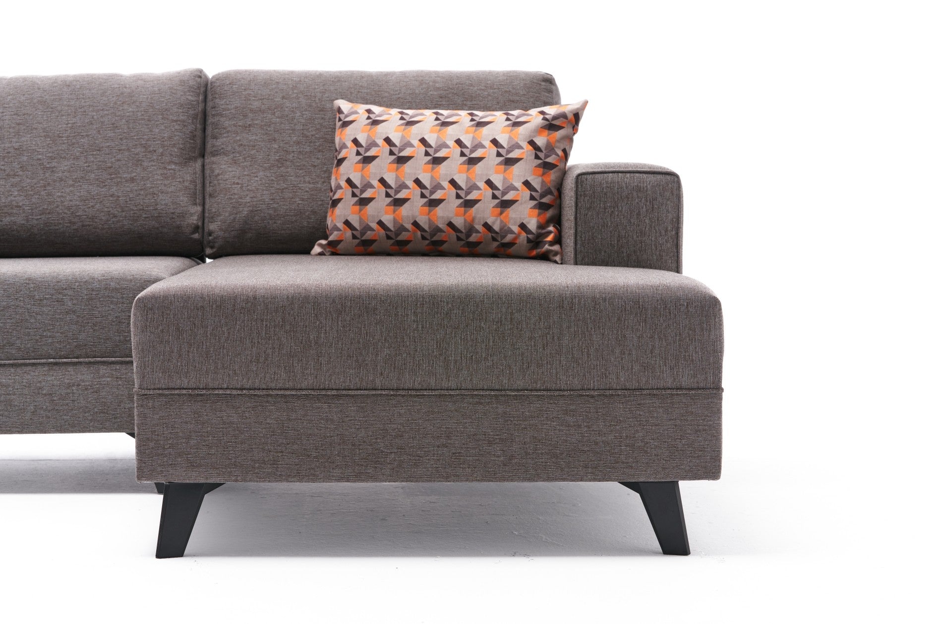 Sofá-cama de canto moderno, marrom, 300 cm | Estrutura de madeira de abeto, tecido 50% poliéster/linho | Fácil de limpar, espuma 28 DNS, perfeito para espaços industriais e escandinavos