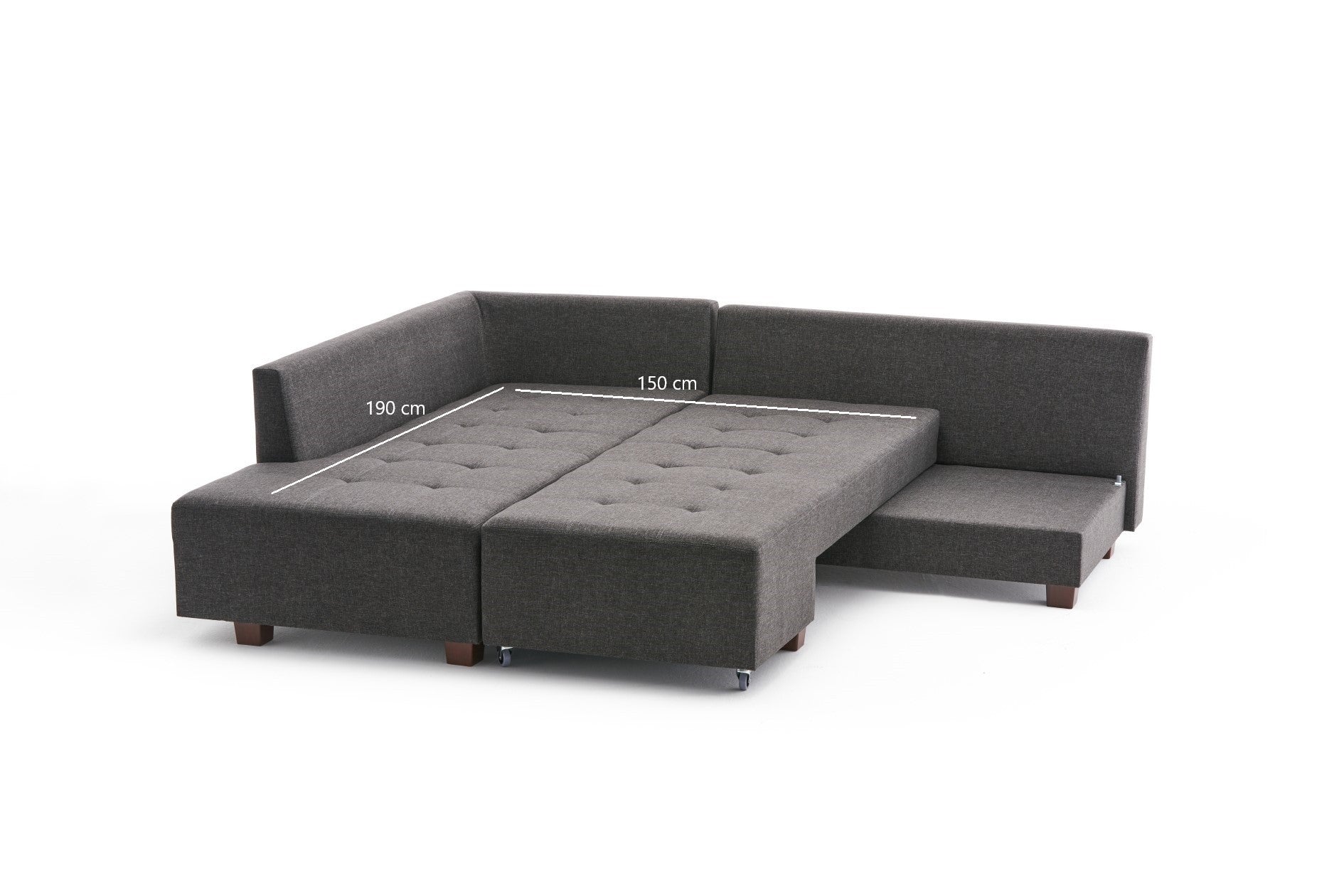 Sofá-cama de canto moderno, antracite, 280 cm | 100% poliéster, espuma 32 DNS, fácil de limpar | Design escandinavo elegante, perfeito para salas de estar