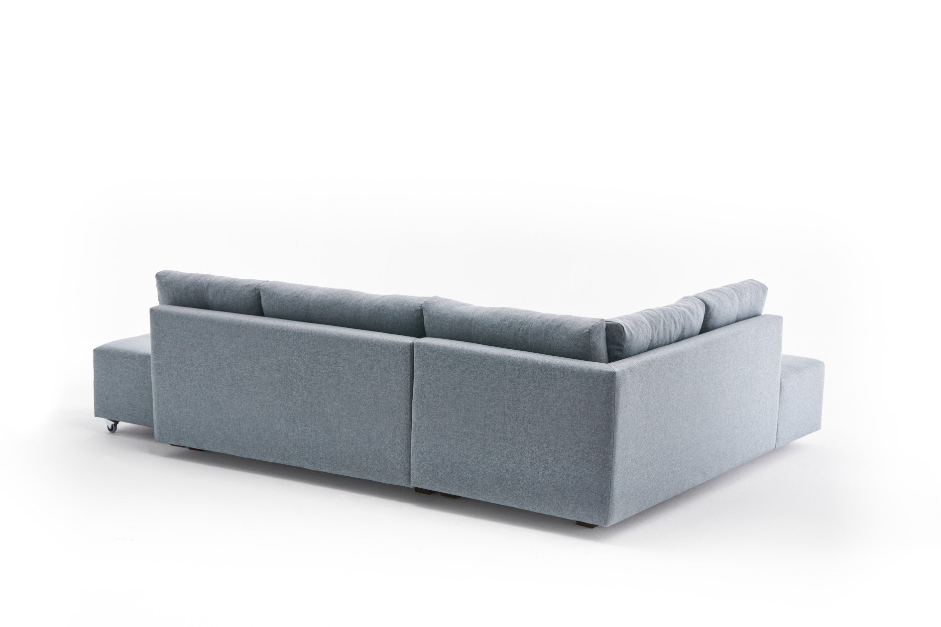 Sofá-cama de canto moderno, azul claro, 280 cm | 100% poliéster, espuma 32 DNS, fácil de limpar | Design escandinavo elegante, perfeito para salas de estar