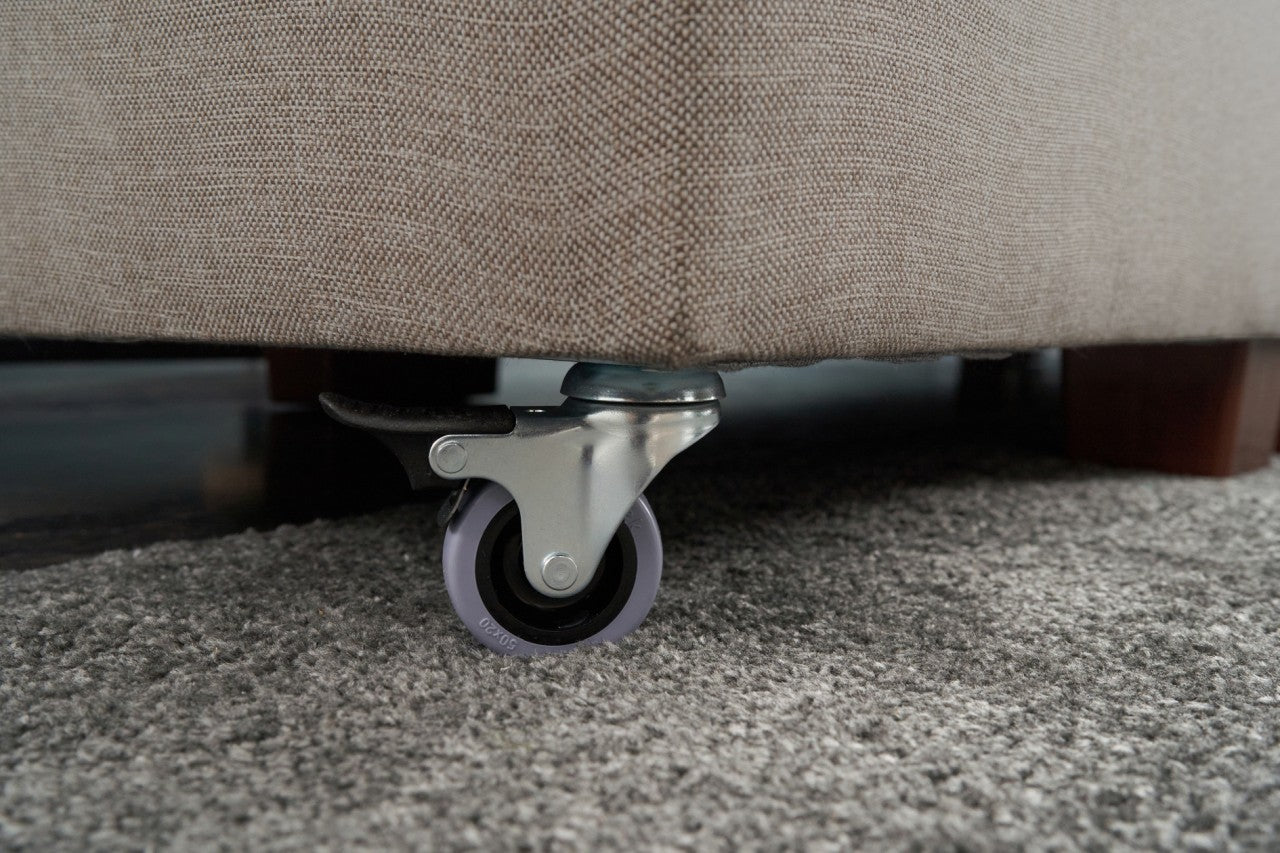 Sofá-cama de canto moderno, creme, 280 cm | 100% poliéster, espuma 32 DNS, fácil de limpar | Design escandinavo elegante, perfeito para salas de estar e espaços de hóspedes
