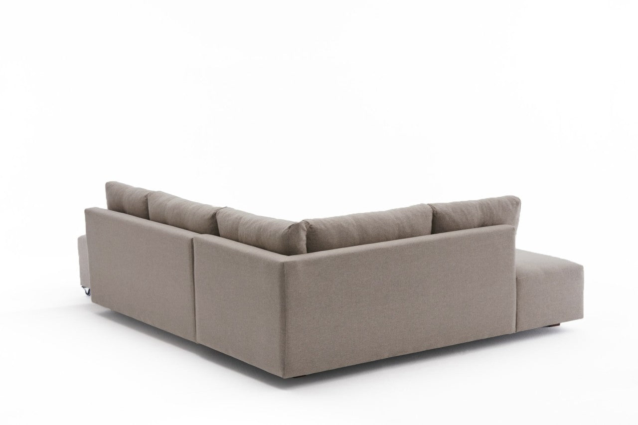 Sofá-cama de canto moderno, creme, 280 cm | 100% poliéster, espuma 32 DNS, fácil de limpar | Design escandinavo elegante, perfeito para salas de estar e espaços de hóspedes