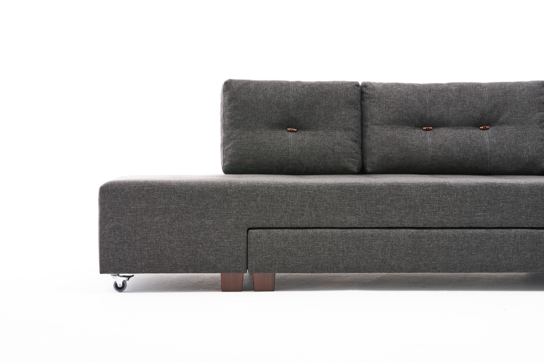 Sofá-cama de canto moderno, antracite, 280 cm | 100% poliéster, espuma 32 DNS, fácil de limpar | Design escandinavo elegante, perfeito para salas de estar