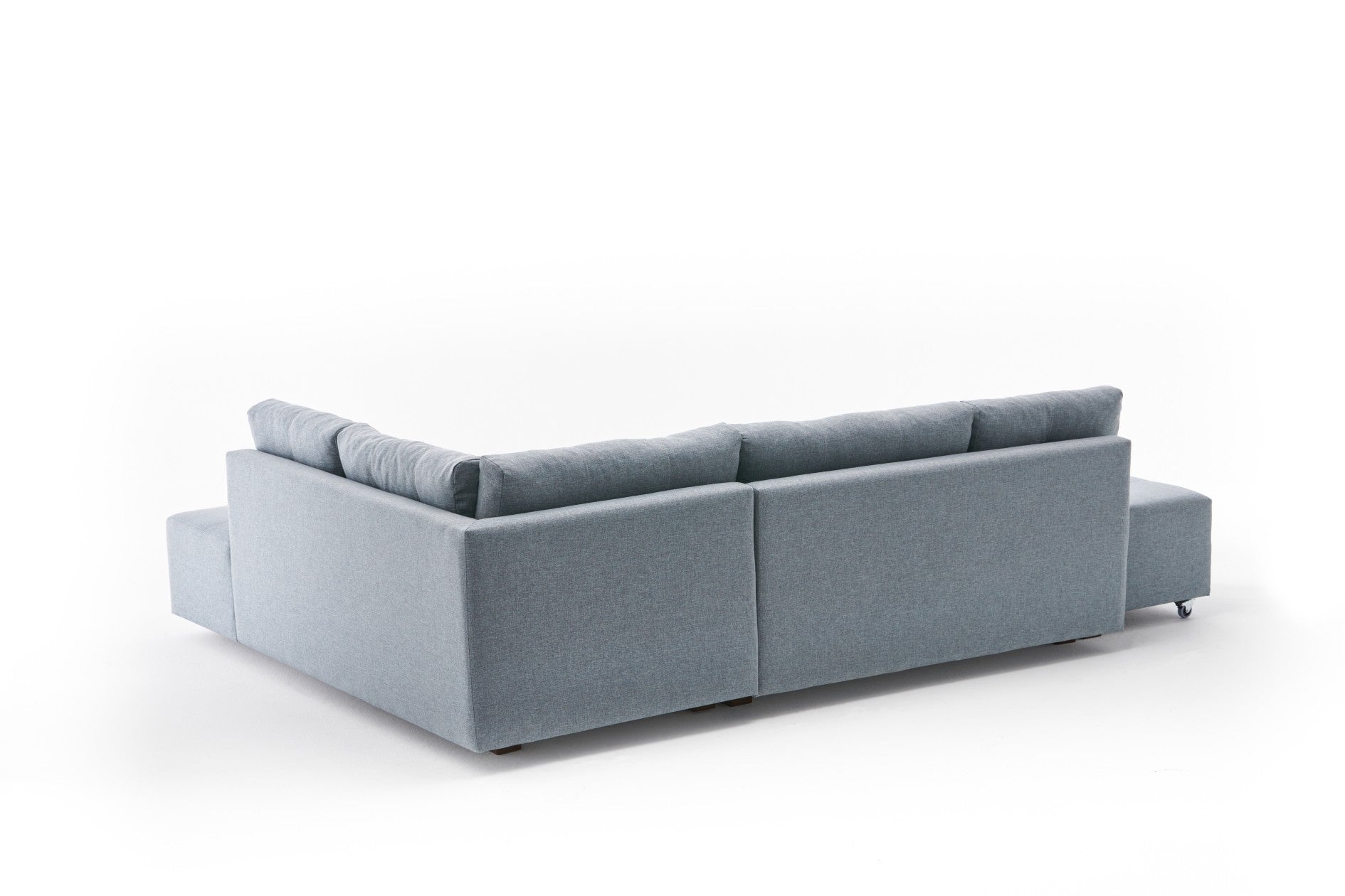 Sofá-cama de canto moderno, azul claro, 280 cm | 100% poliéster, espuma 32 DNS, fácil de limpar | Design escandinavo elegante, perfeito para salas de estar