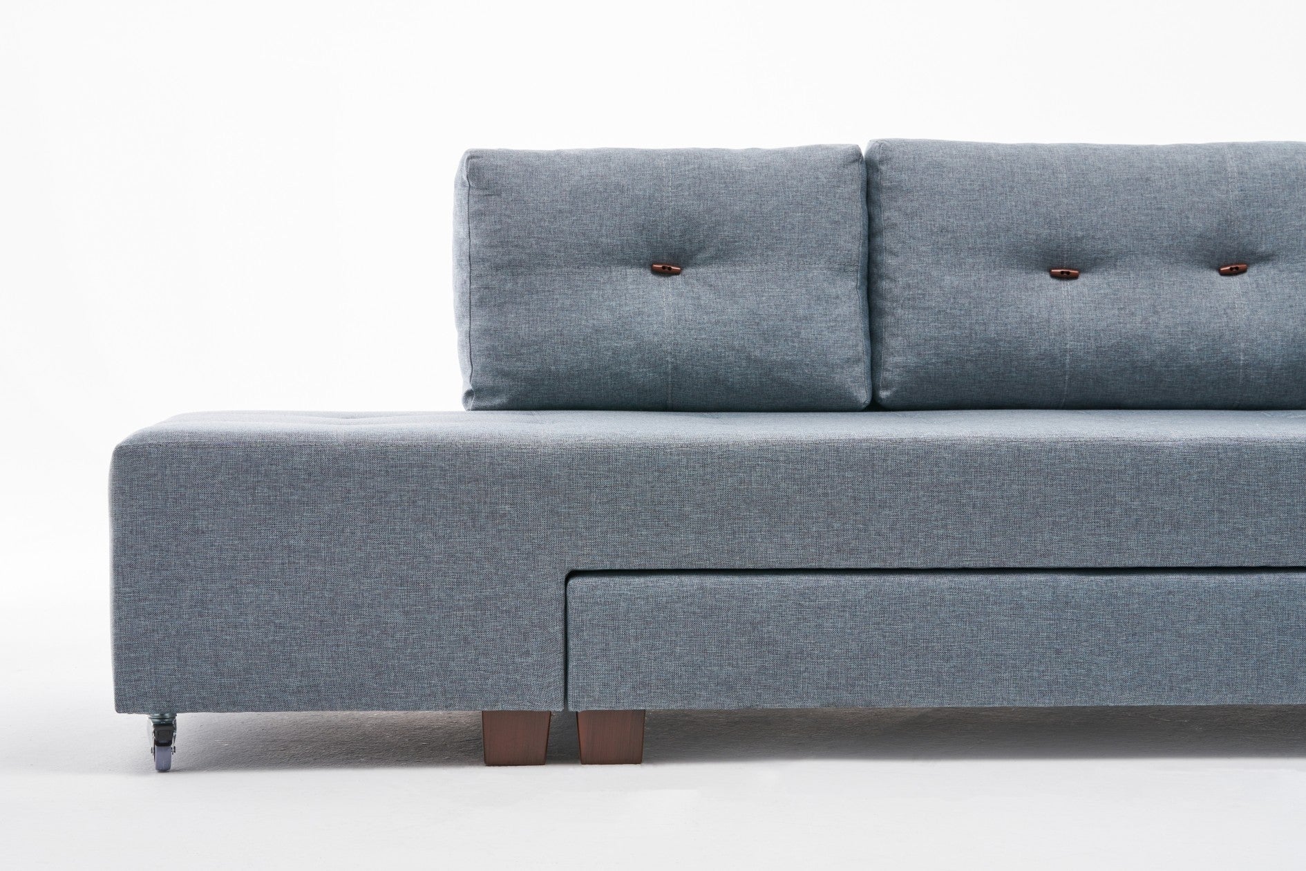 Sofá-cama de canto moderno, azul claro, 280 cm | 100% poliéster, espuma 32 DNS, fácil de limpar | Design escandinavo elegante, perfeito para salas de estar