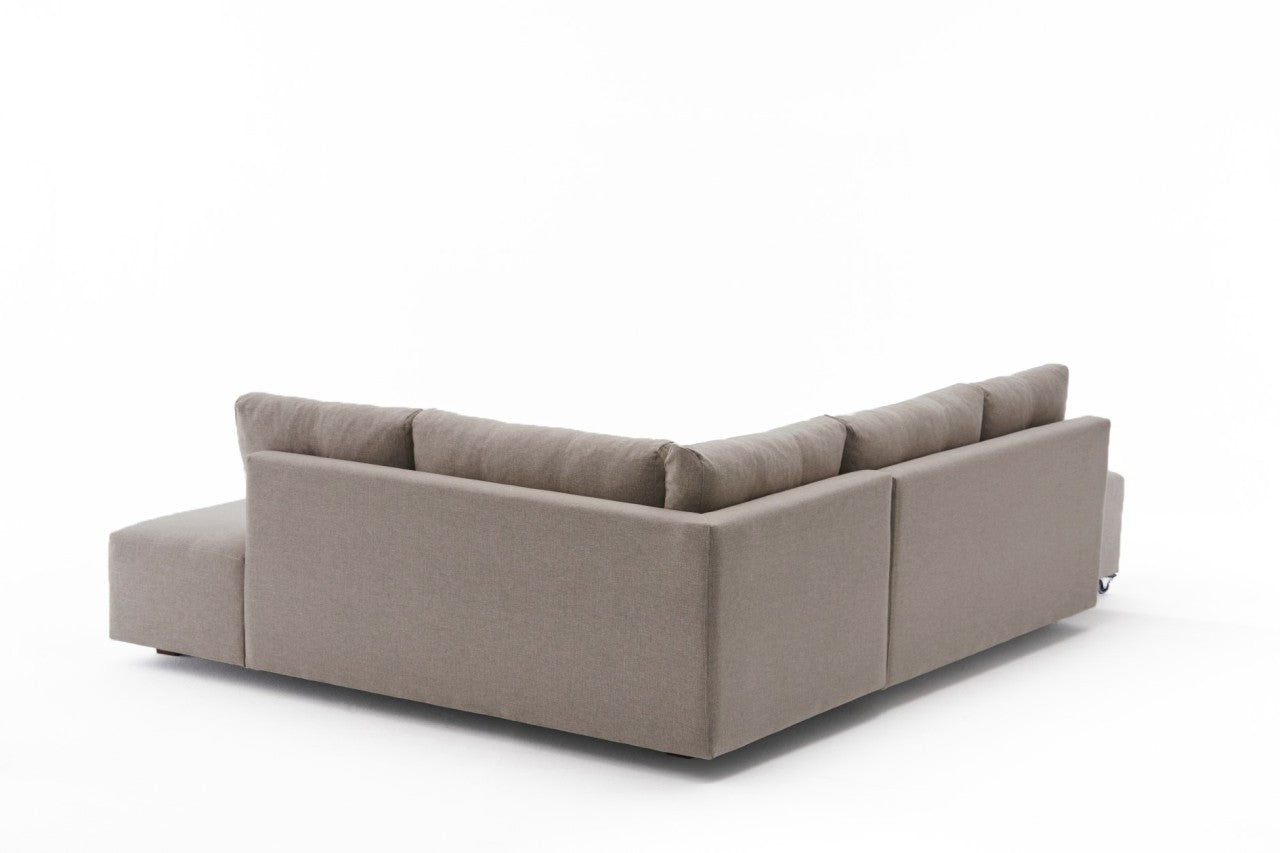 Sofá-cama de canto moderno, creme, 280 cm | 100% poliéster, espuma 32 DNS, fácil de limpar | Design escandinavo elegante, perfeito para salas de estar e espaços de hóspedes
