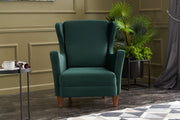 Poltrona Elegante – 77x98x80 cm – Verde – Madeira de Faia e Veludo 100% Poliéster