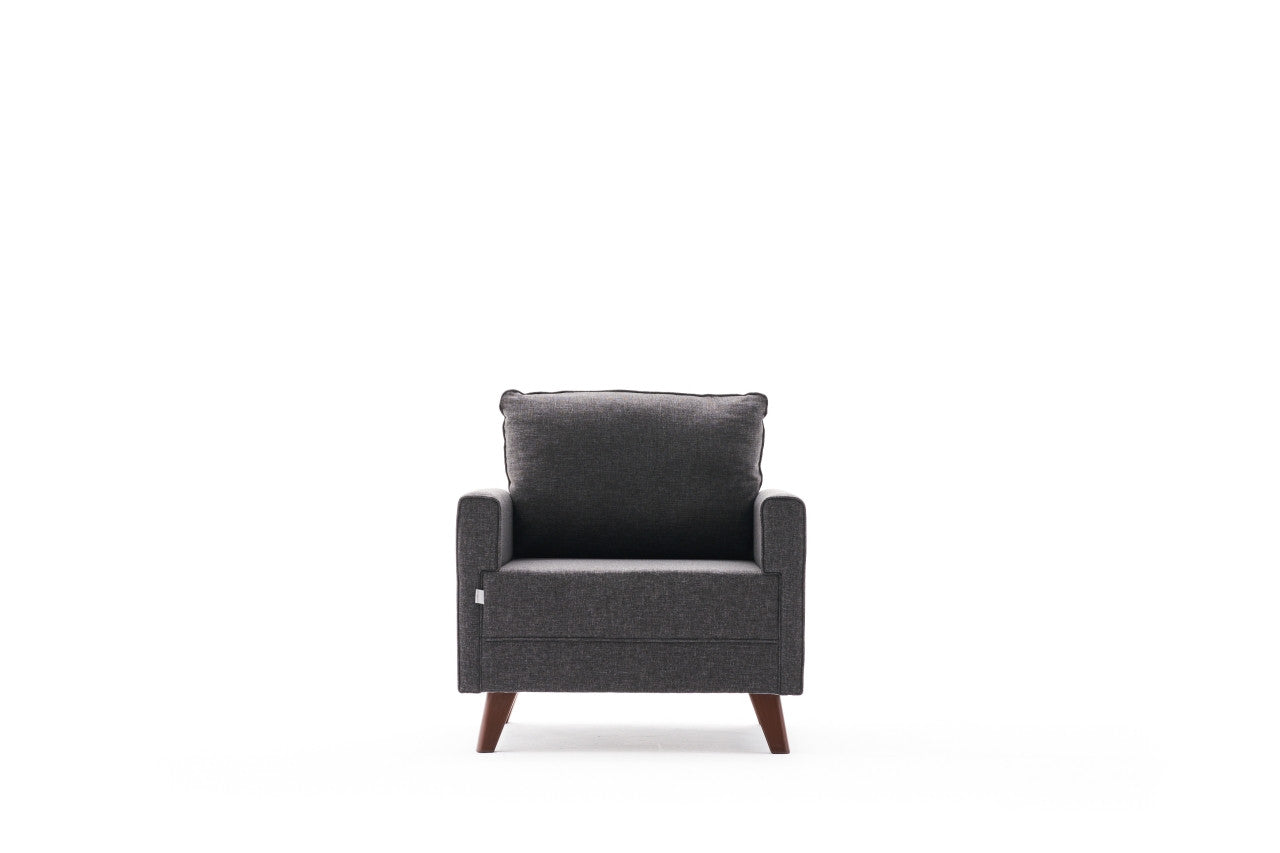 Sofá moderno de 1 lugar, antracite, 82 x 85 x 81 cm | Estrutura em madeira de abeto e MDF, 100% poliéster, tecido fácil de limpar | Design escandinavo elegante para residências e hotéis
