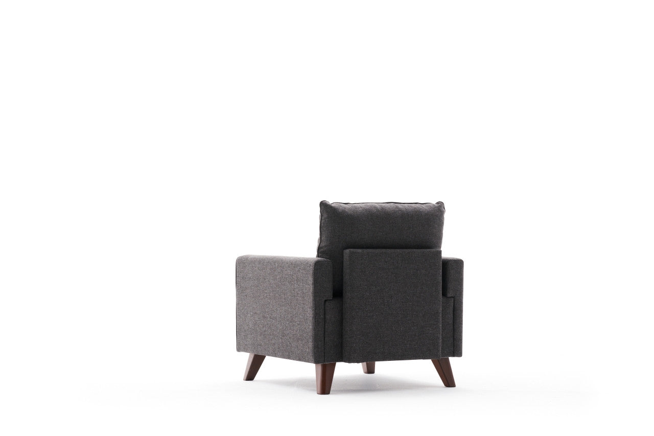Sofá moderno de 1 lugar, antracite, 82 x 85 x 81 cm | Estrutura em madeira de abeto e MDF, 100% poliéster, tecido fácil de limpar | Design escandinavo elegante para residências e hotéis