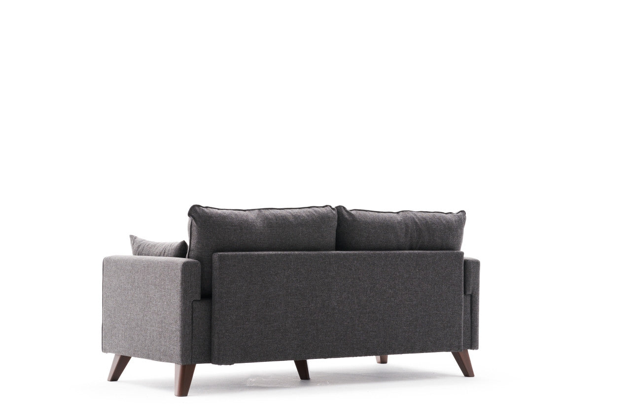 Sofá moderno de 2 lugares, antracite, 177 x 85 x 81 cm | Estrutura em madeira de abeto e MDF, 100% poliéster, tecido fácil de limpar | Design escandinavo elegante para residências e hotéis