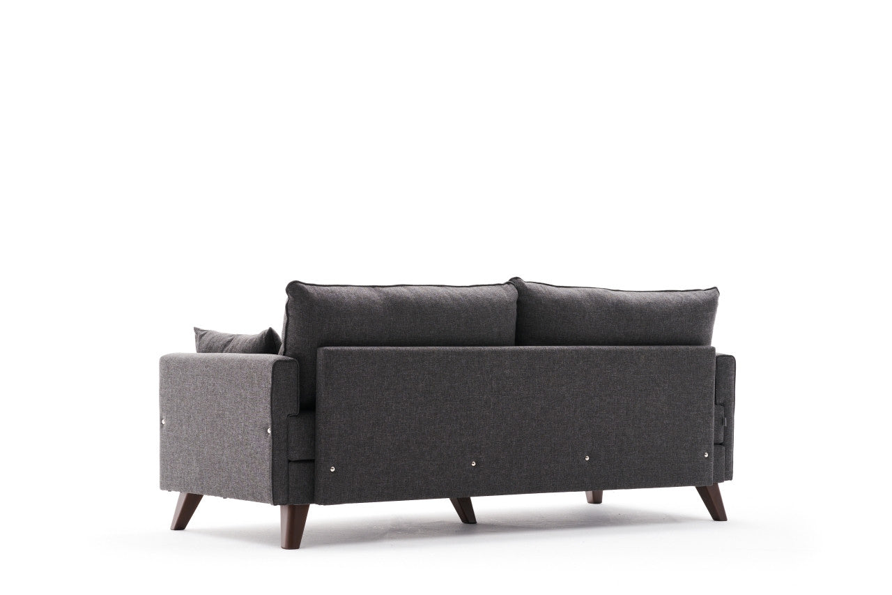 Sofá-cama moderno de 3 lugares, antracite, 208 x 85 x 81 cm | Estrutura em madeira de abeto e MDF, 100% poliéster, fácil de limpar | Perfeito para salas de estar e quartos de hóspedes elegantes