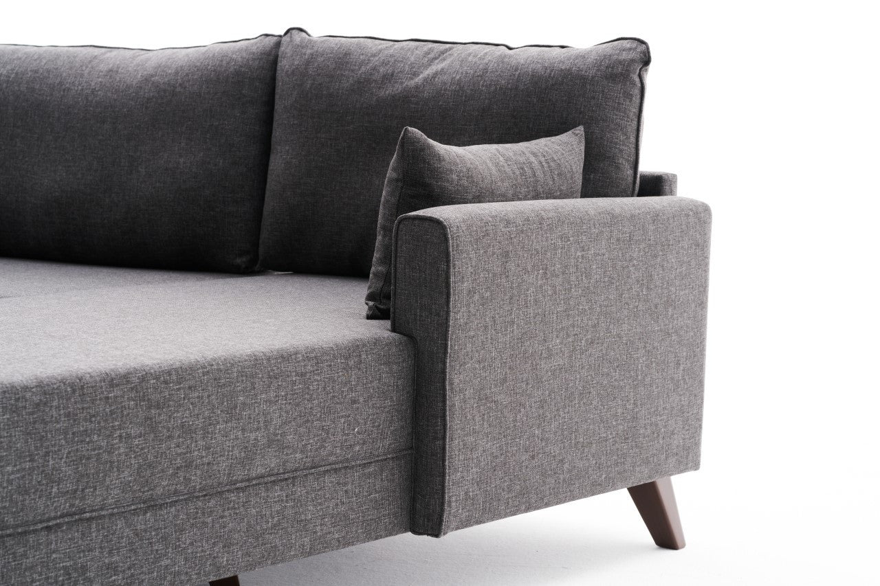 Sofá de canto moderno, antracite, 275 cm | Estrutura em madeira de abeto e MDF, 100% poliéster, fácil de limpar | Design escandinavo elegante para o conforto da sala de estar