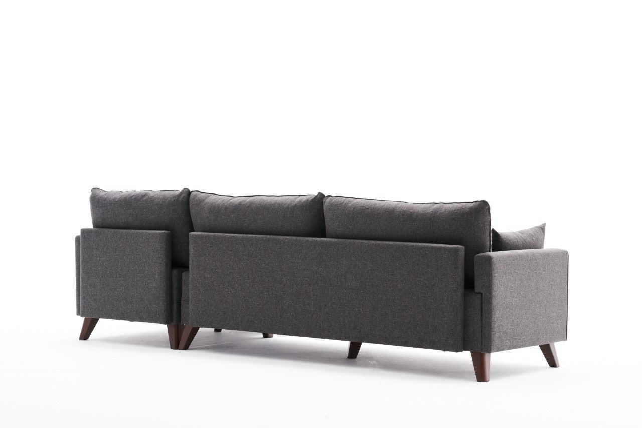 Sofá de canto moderno, antracite, 275 cm | Estrutura em madeira de abeto e MDF, 100% poliéster, fácil de limpar | Design escandinavo elegante para o conforto da sala de estar