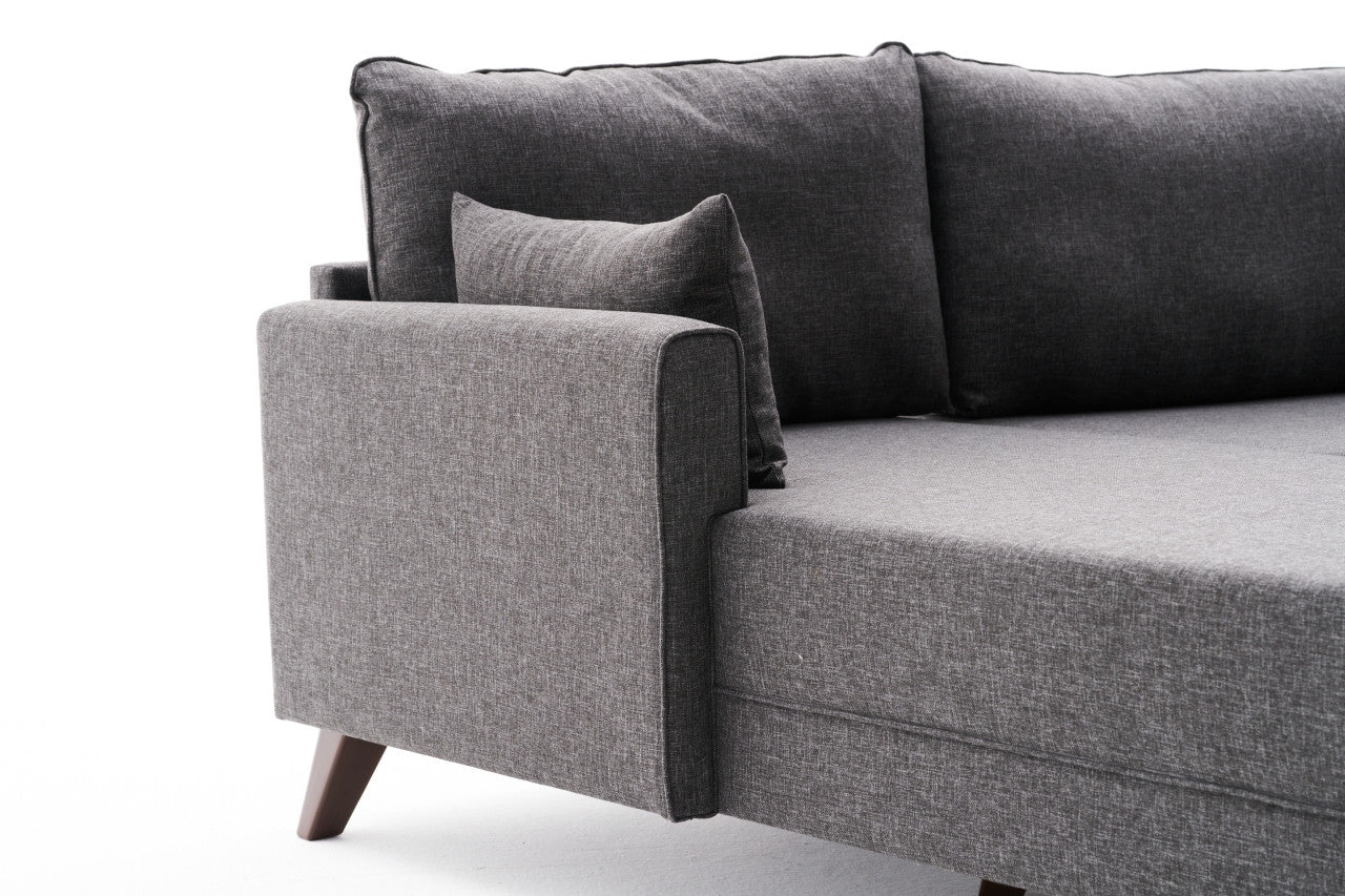 Sofá de canto moderno, antracite, 275 cm | Estrutura em madeira de abeto e MDF, 100% poliéster, fácil de limpar | Design escandinavo elegante para o conforto da sala de estar