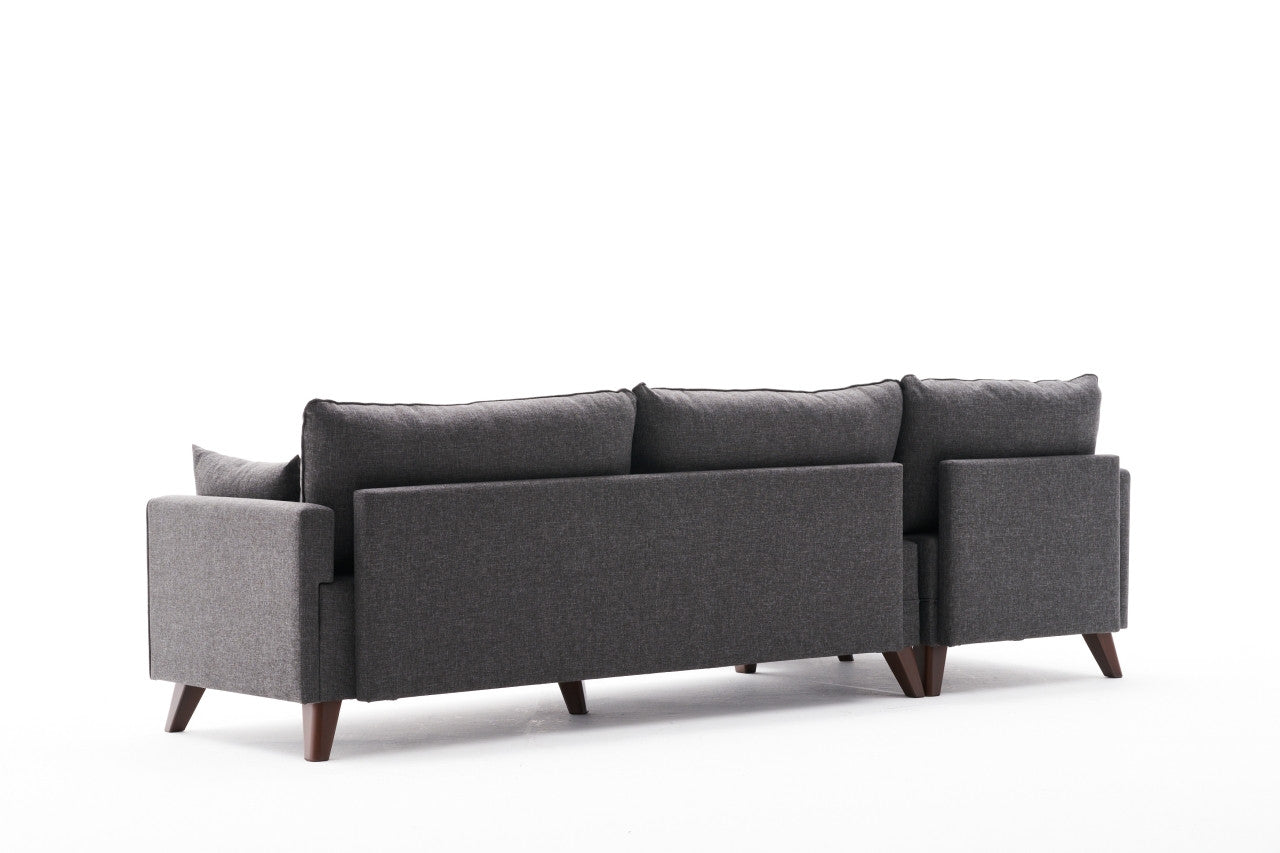 Sofá de canto moderno, antracite, 275 cm | Estrutura em madeira de abeto e MDF, 100% poliéster, fácil de limpar | Design escandinavo elegante para o conforto da sala de estar